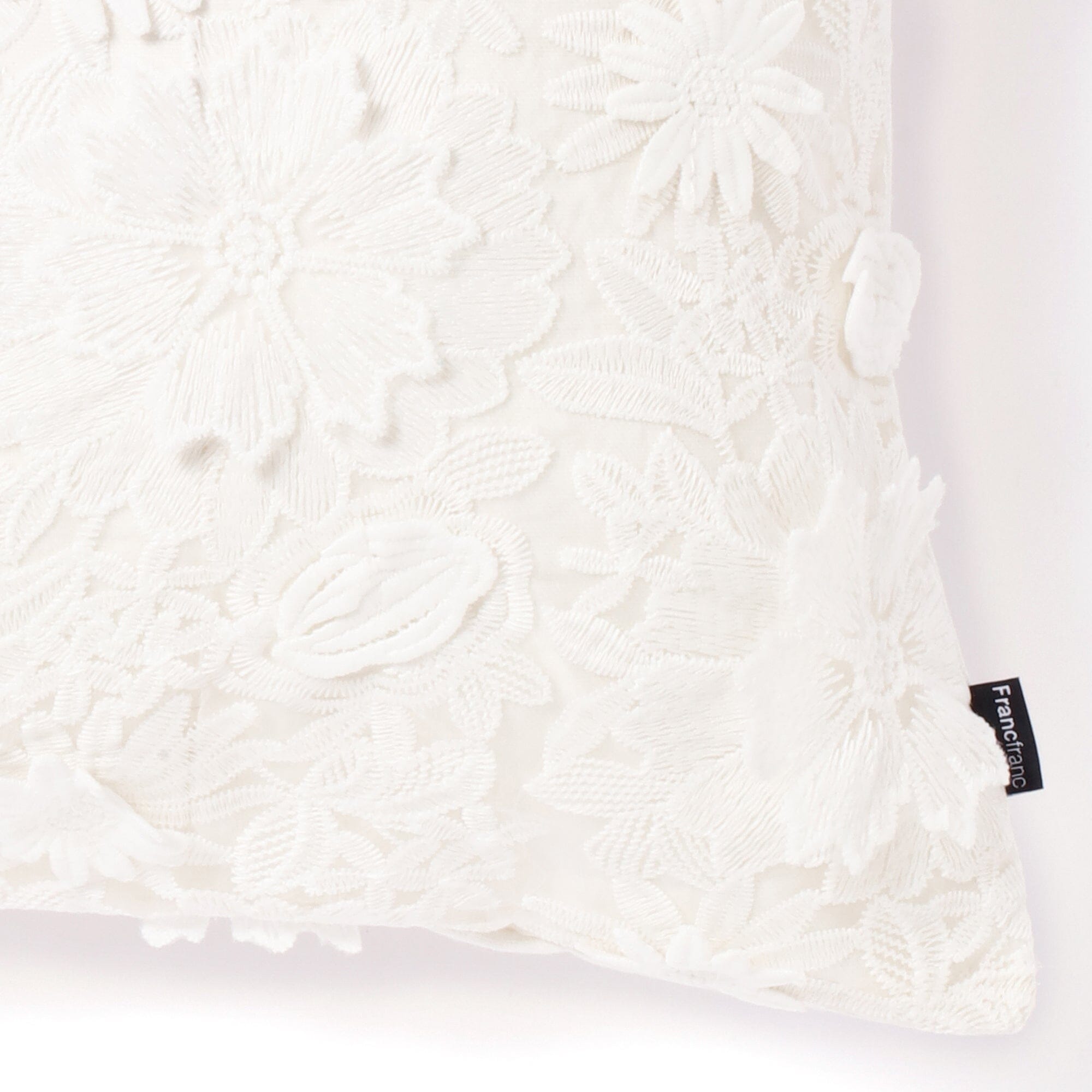 Embroidered Flower Cushion Cover 45x45cm White - Elegant Home Decor for Sofa, Bedroom & Living Room