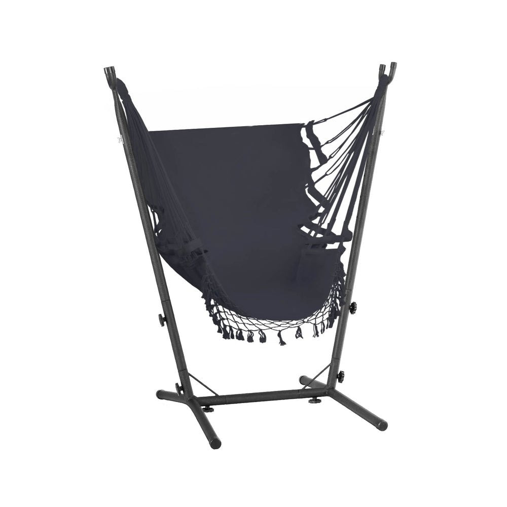 Best Hammock Chair with Stand for Outdoor Camping - Comfortable Grey Hanging Chair for Backyard, Patio & Relaxation