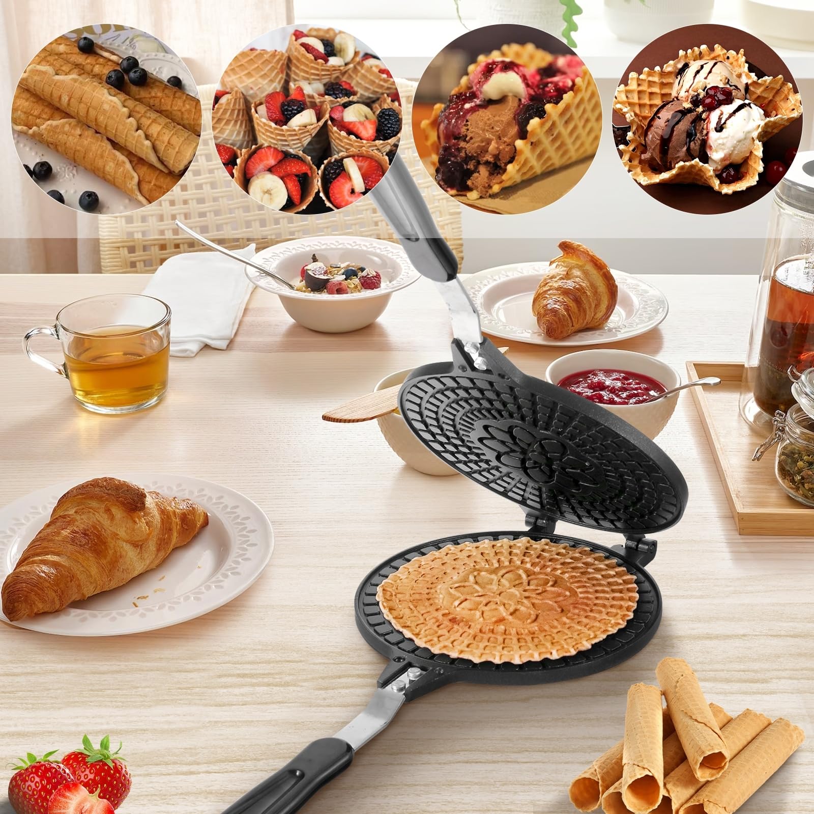 **Dyna-Living Non-Stick Waffle Cone Maker – 6.7 Inch Ice Cream Cone & Bowl Maker for Homemade Desserts – Perfect for DIY Ice Cream, Waffle Bowls, and Egg Rolls at Home**