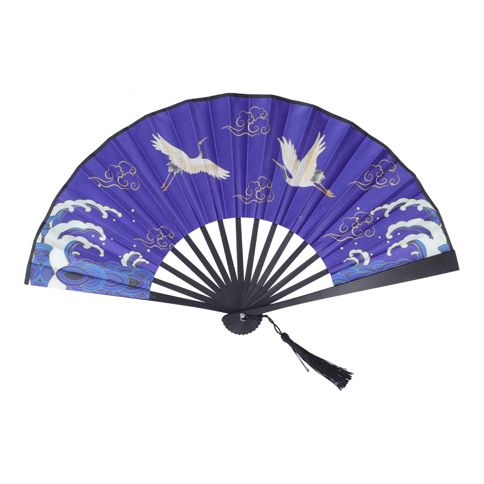 GLOGLOW Hand Fan - Elegant Chinese Crane Pattern Folding Fan for Performances, Costume Accessories, Home Decor & Unique Gifts | Perfect for Dance Shows, Cosplay, Weddings & Asian-Themed Parties