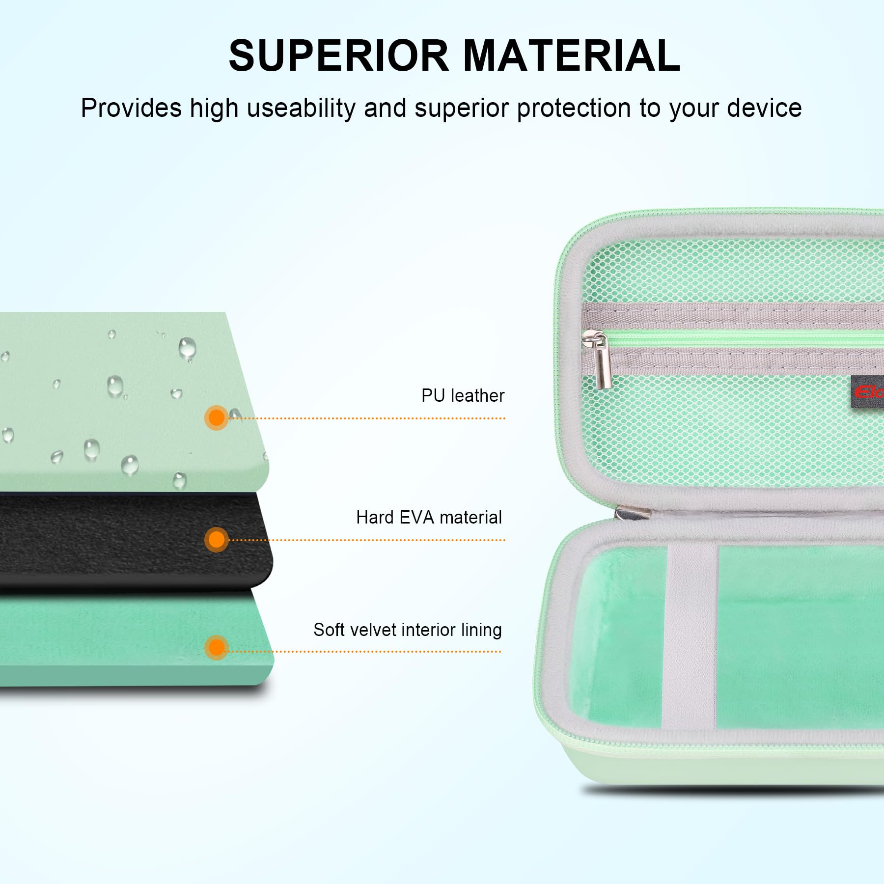 Elonbo Portable Carrying Case for ORGBRO X1 Label Maker - Travel Storage Bag with Built-in Cutter for Bluetooth Label Printer | Protective Holder for Small Handheld Sticker Maker | Perfect for Office, Home & Travel Organization (Green)