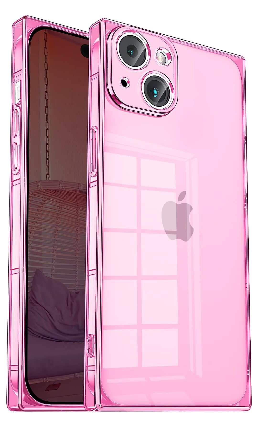 Tzomsze Clear iPhone 15 Plus Case with Camera Protection | Shockproof TPU & Reinforced Corners | Slim Silicone Cover for Women & Girls (6.7 inch, Crystal Pink) - Perfect for Everyday Use, Work & Travel Protection