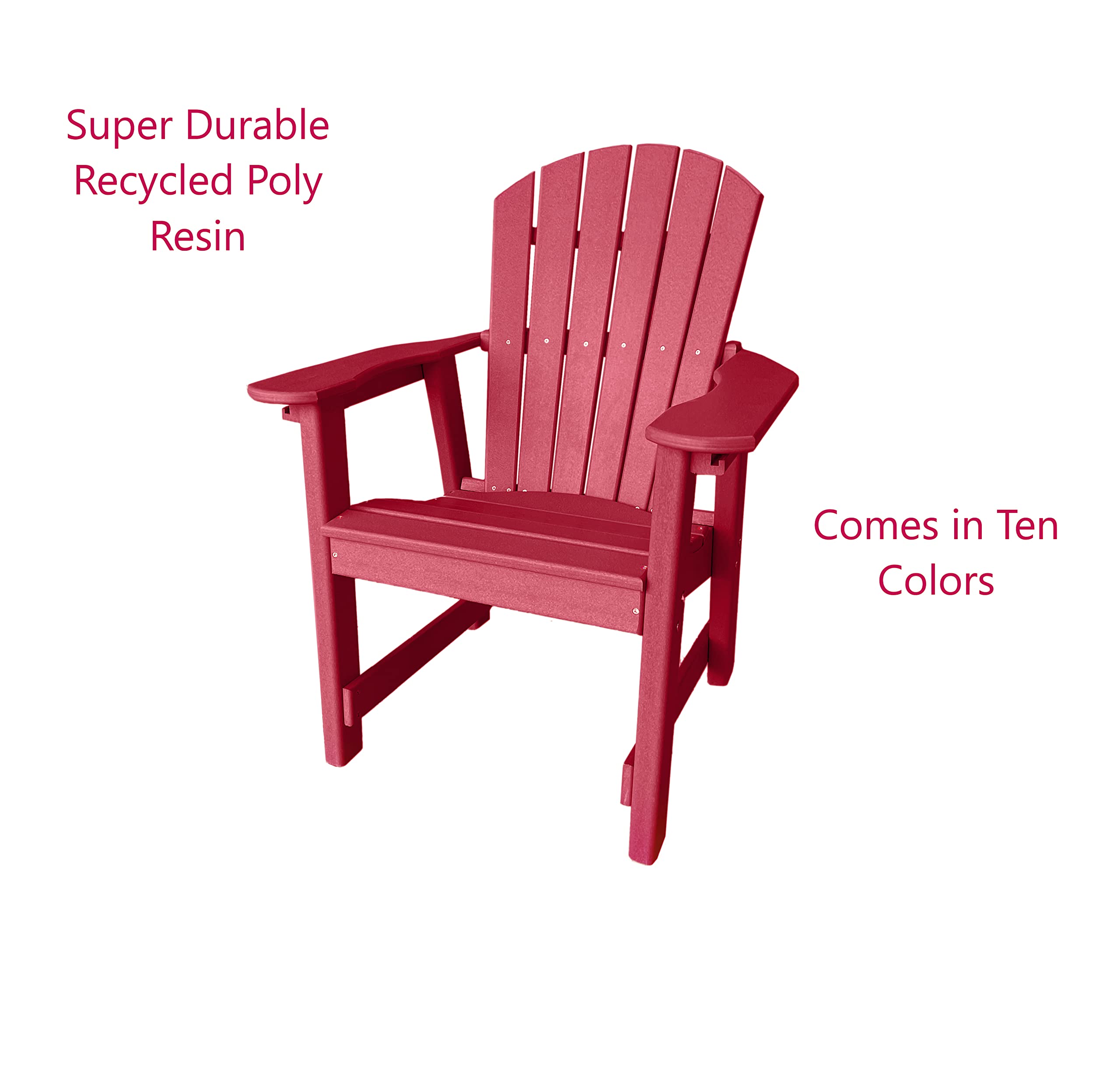 Phat Tommy Outdoor Dining Chair - Weatherproof Recycled Poly Lumber Patio Furniture, Thick Composite Material, Cranberry Red - Perfect for Backyard, Garden, Deck and Poolside Relaxation