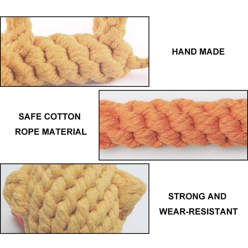 Andiker 3-Pack Durable Dog Chew Toys - Cotton Rope Puppy Teething, Teeth Cleaning & Training Toys for Small Medium Dogs (Lion, Carrot, Duck) - Interactive Plush Chew Toys for Boredom Relief & Playtime Fun