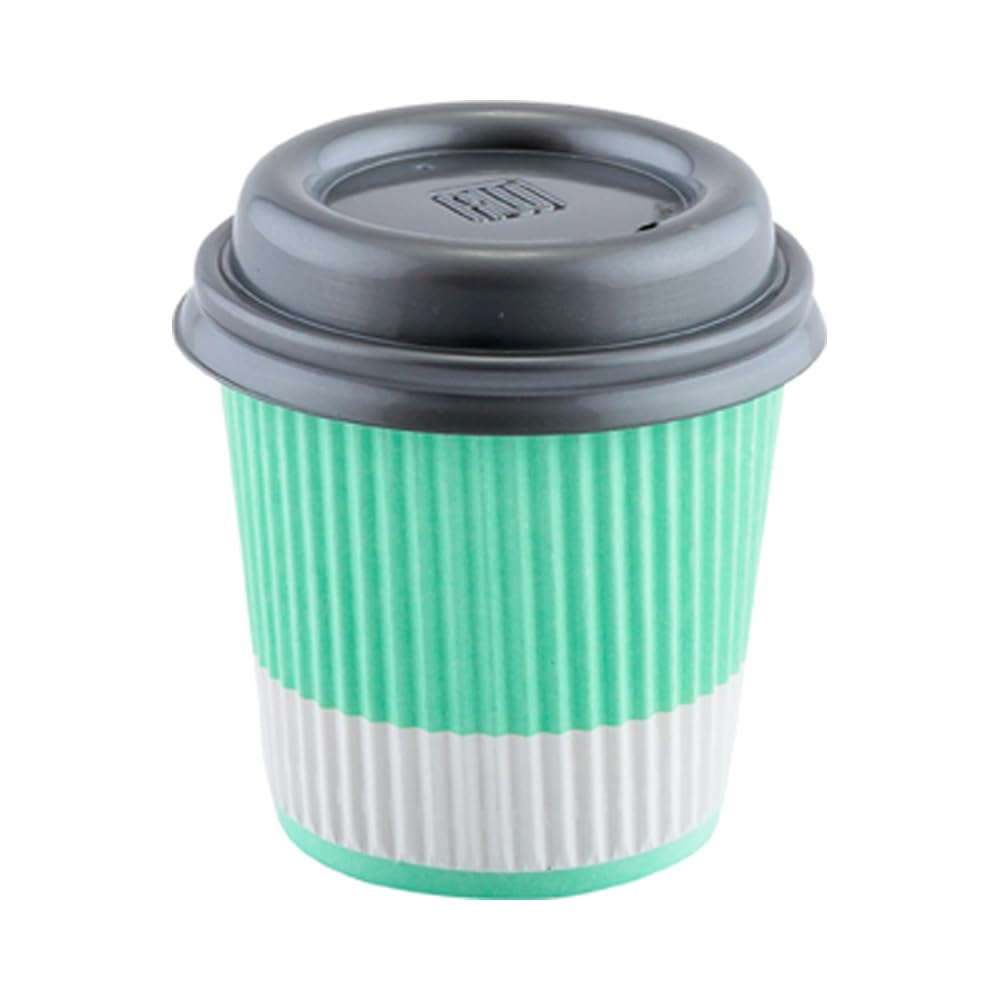 Restaurantware 4oz Ripple Insulated Coffee Cups - 500 Pack Double Wall Corrugated Paper Cups | Leakproof, Non-Slip, Recyclable Light Green Ribbed Design | Perfect for Coffee Shops, Offices & Catering Events (Lids Sold Separately)