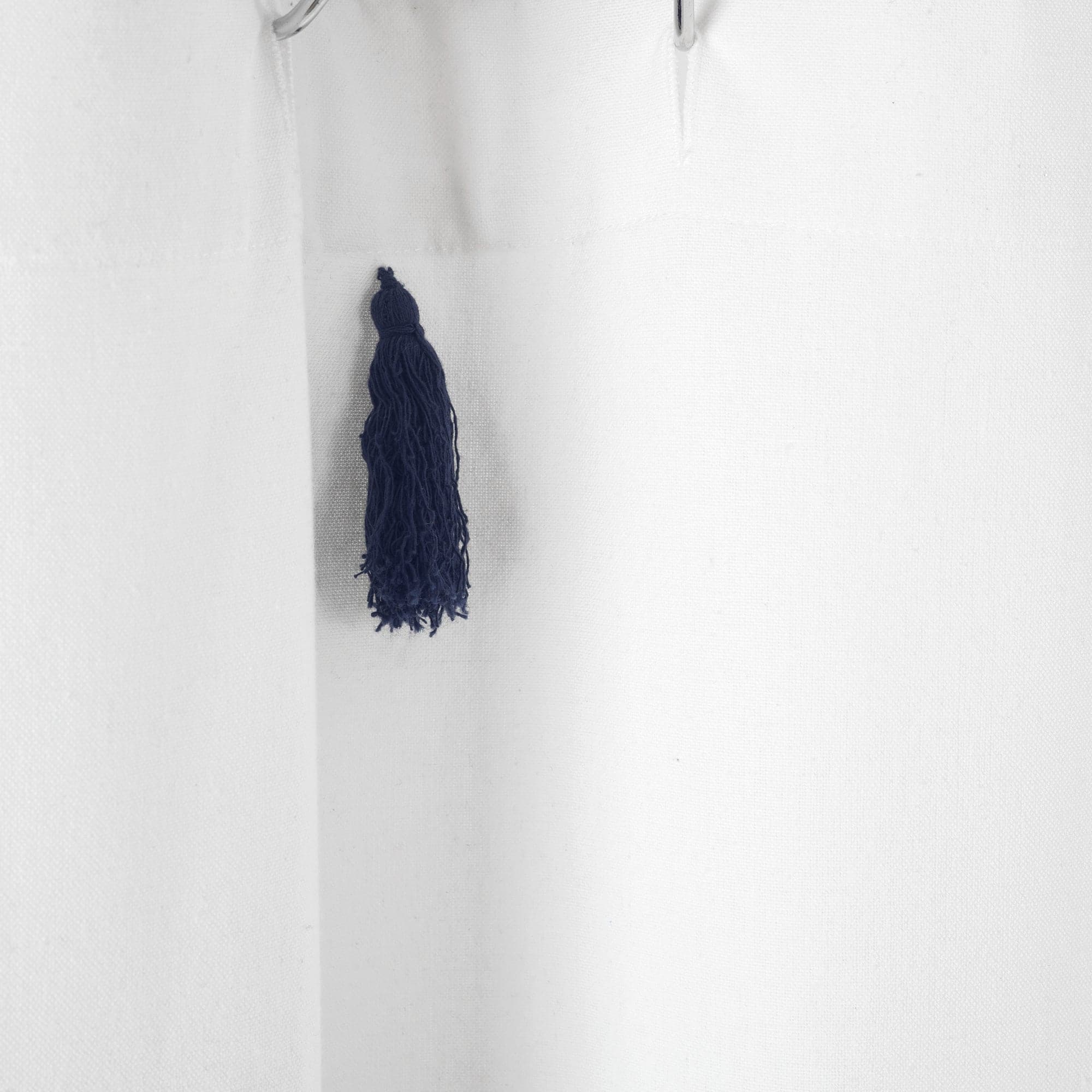 Boho Tassel Stripe Shower Curtain - Eco-Friendly Recycled Cotton Blend, Hand-Dyed Yarn, Waterproof Bathroom Decor for Boho Chic, Farmhouse or Coastal Style Homes