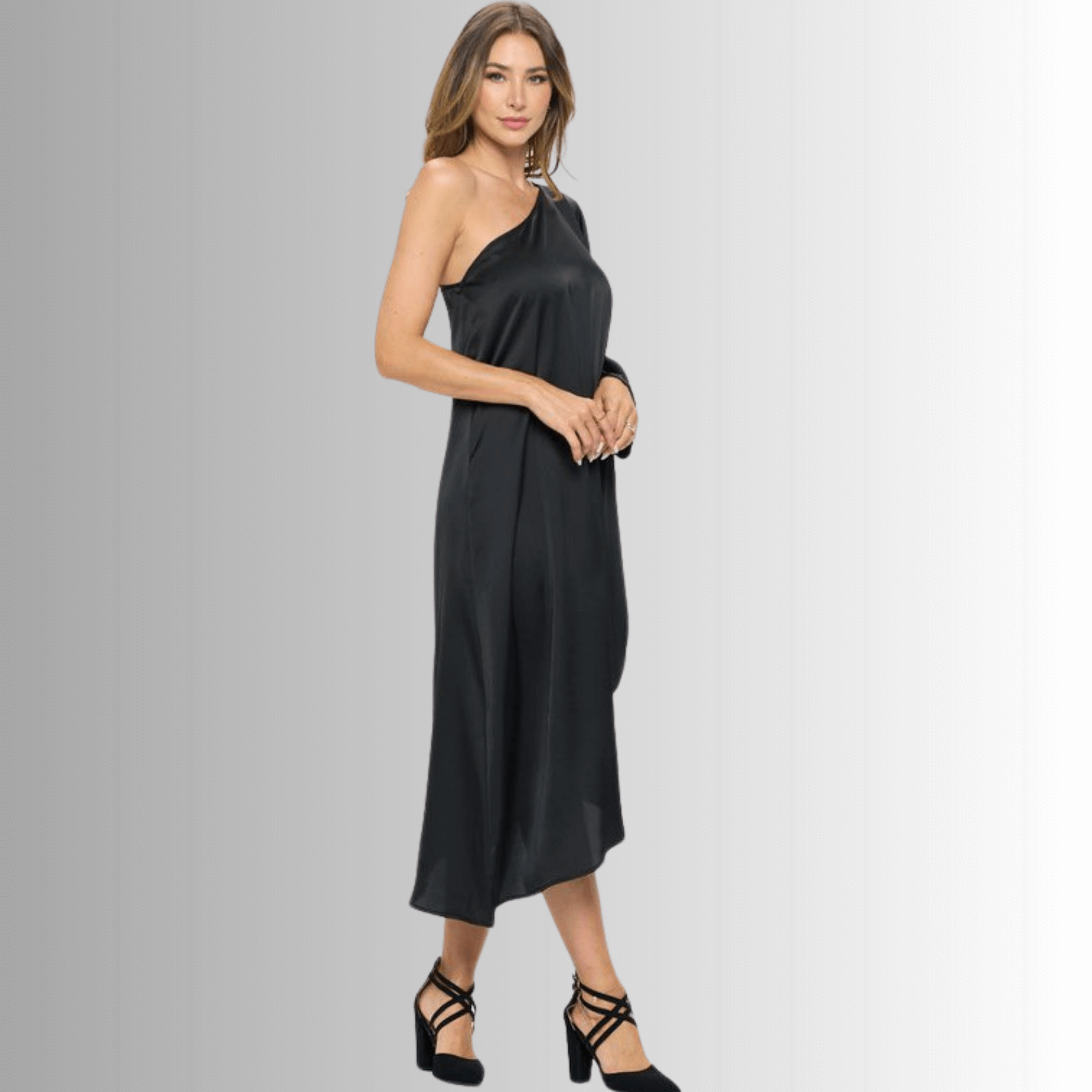 Elegant One Shoulder Asymmetrical Cocktail Dress - Made in USA | Perfect for Evening Parties, Weddings & Special Occasions