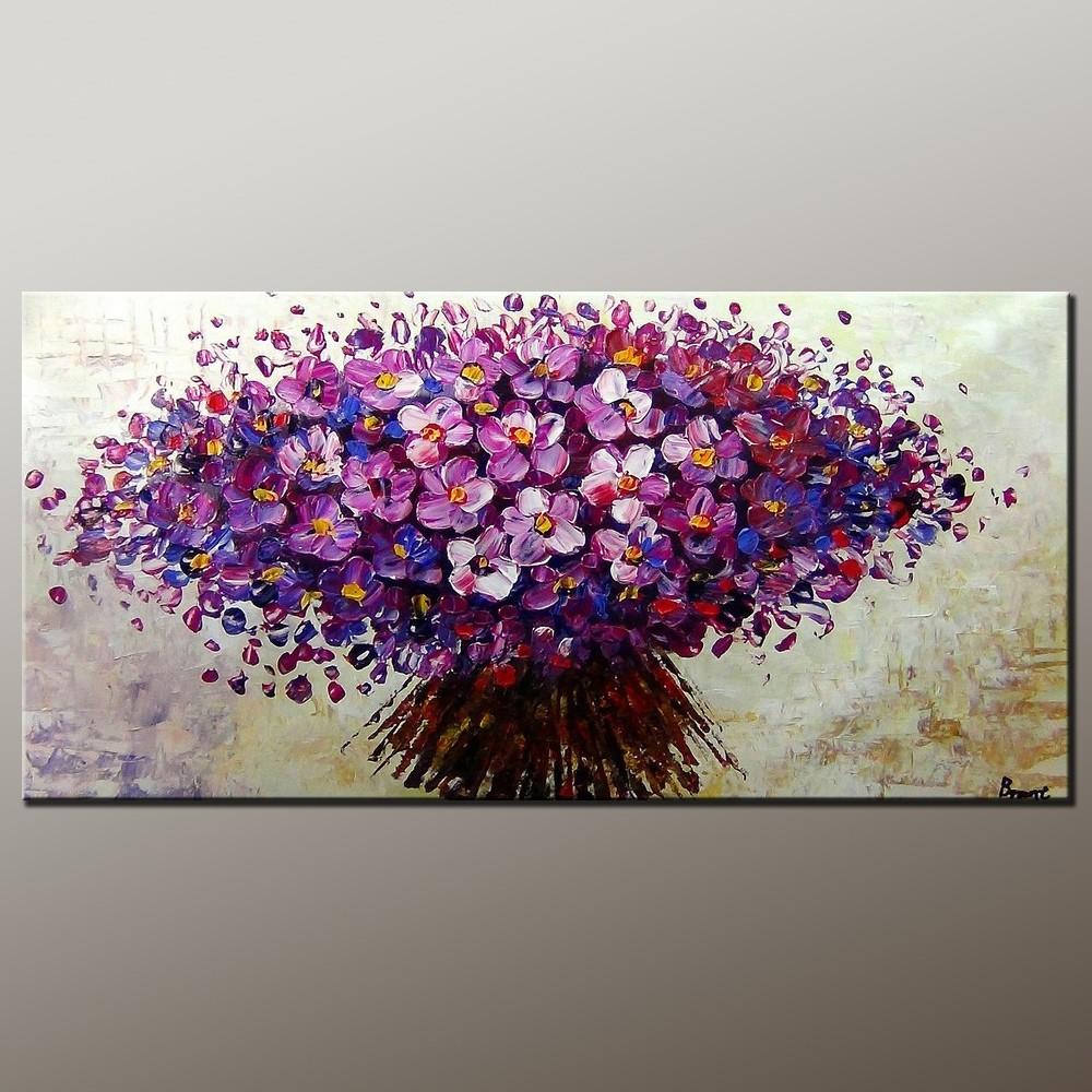 Abstract Floral Acrylic Painting on Canvas - Heavy Texture Modern Artwork with Contemporary Style - Ready to Hang Wall Decor for Living Room, Bedroom & Office