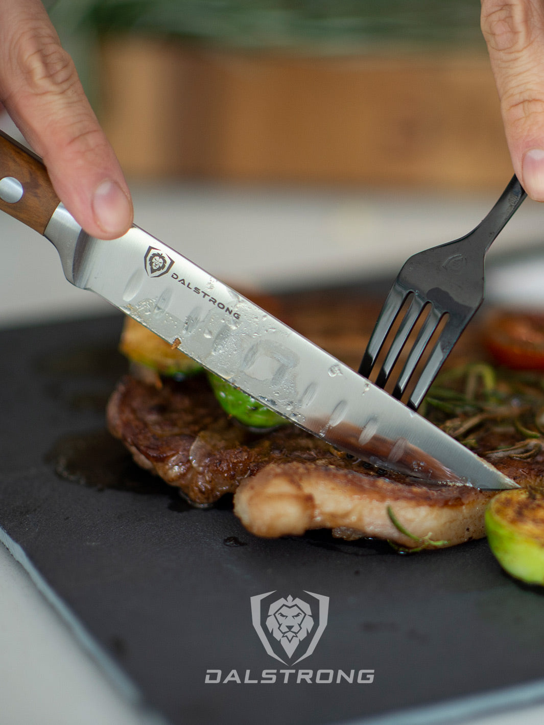 Premium 4-Piece Steak Knife Set with Olive Wood Handle - Dalstrong Gladiator Series | Sharp Kitchen Knives for Steak, Meat Cutting & Fine Dining | Perfect for Home Chefs & Restaurant Use