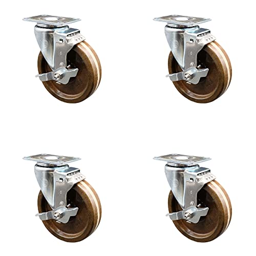 4 Swivel - Top Lock Brakes - Brown