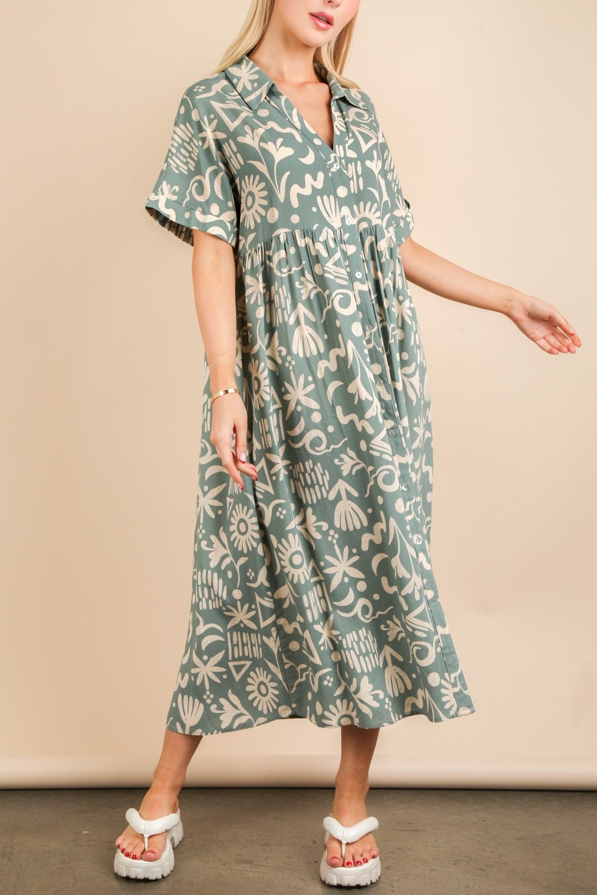 Taking Shape Midi Dress in Sage Green - Flowy A-Line Summer Dress for Women | Perfect for Beach Vacations, Brunch Dates & Casual Outings
