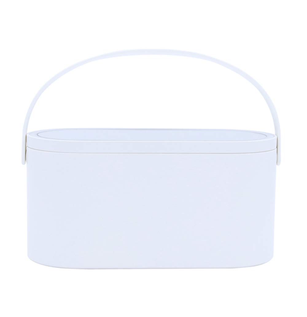 Portable LED Lighted Makeup Box with Mirror - Multi-Functional Travel Cosmetic Organizer Case (White, Compact Size) - Perfect for Travel, Home Vanity & Professional Makeup Artists
