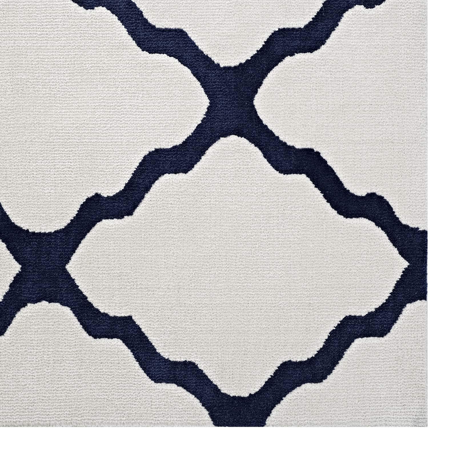 Modern Contemporary Urban Living Room Area Rug - Soft Fabric Floor Carpet in Multi Navy Blue - Perfect for Lounge, Bedroom & Home Decor