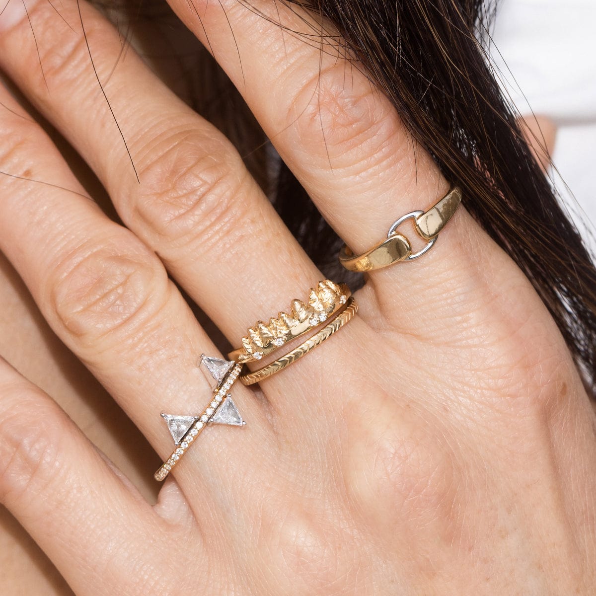 Two-Tone Buckle Ring for Women - Adjustable Fashion Jewelry for Casual & Formal Wear - Perfect for Everyday Style & Special Occasions