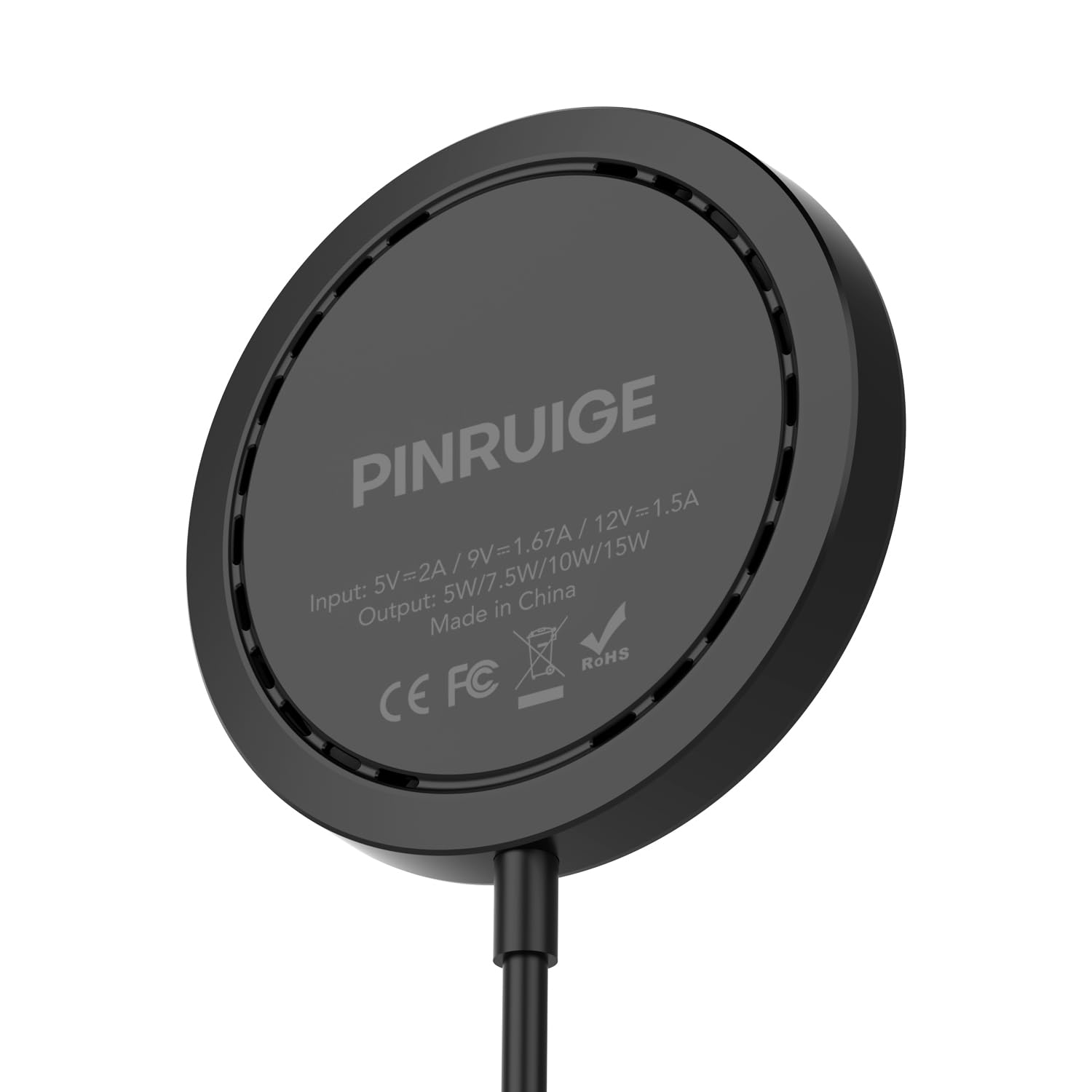 15W Max Fast Magnetic Wireless Charger Pad for iPhone 15/14/13/12 - USB-A Converter Included - Black | Perfect for Home, Office & Car Charging