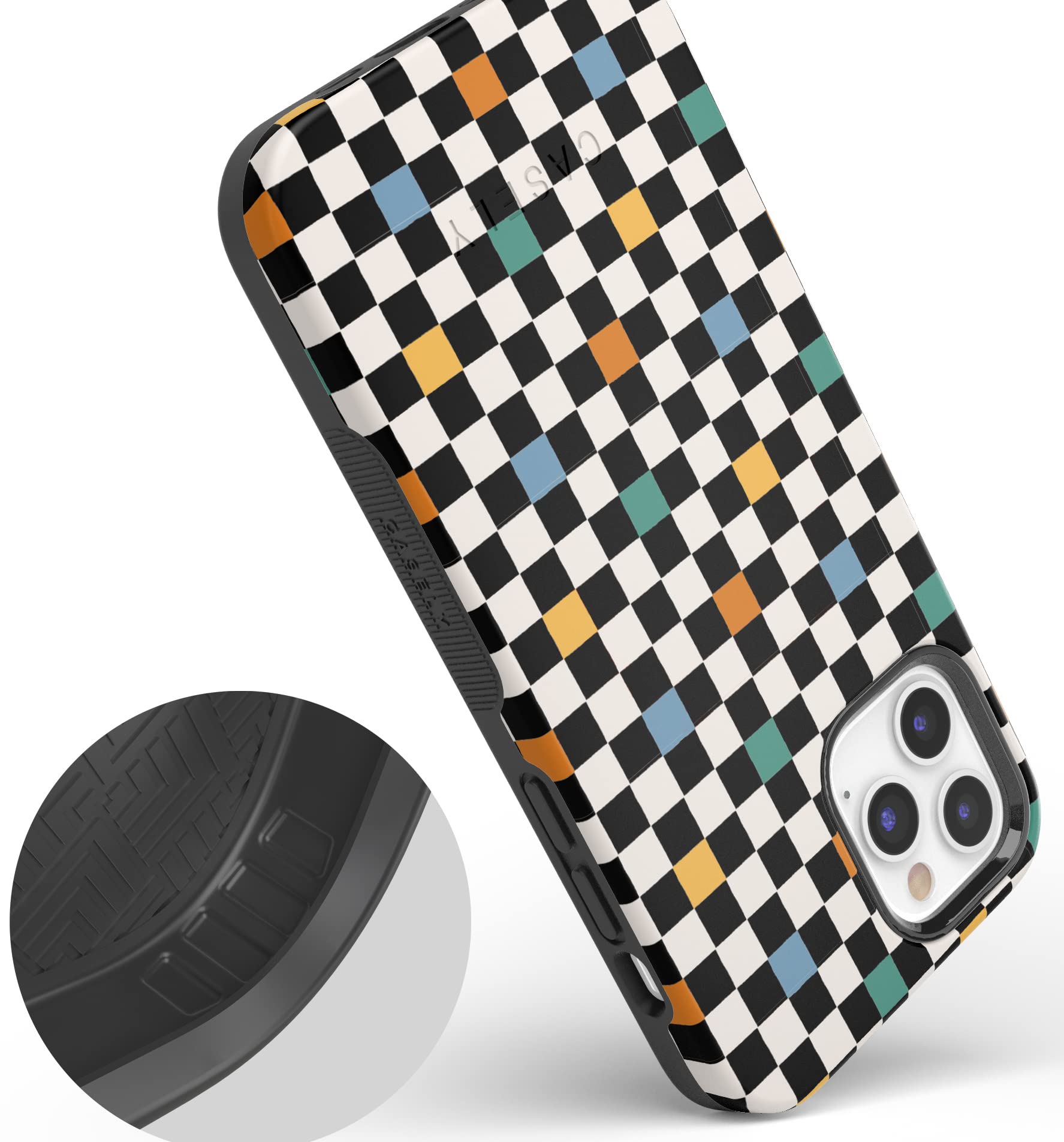 Casely iPhone 11 Pro Max Case - Old Skool Retro Checkerboard Design | Slim Protective Cover for iPhone 11 Pro Max | Perfect for Skateboarding, Music Festivals & Vintage Style Lovers