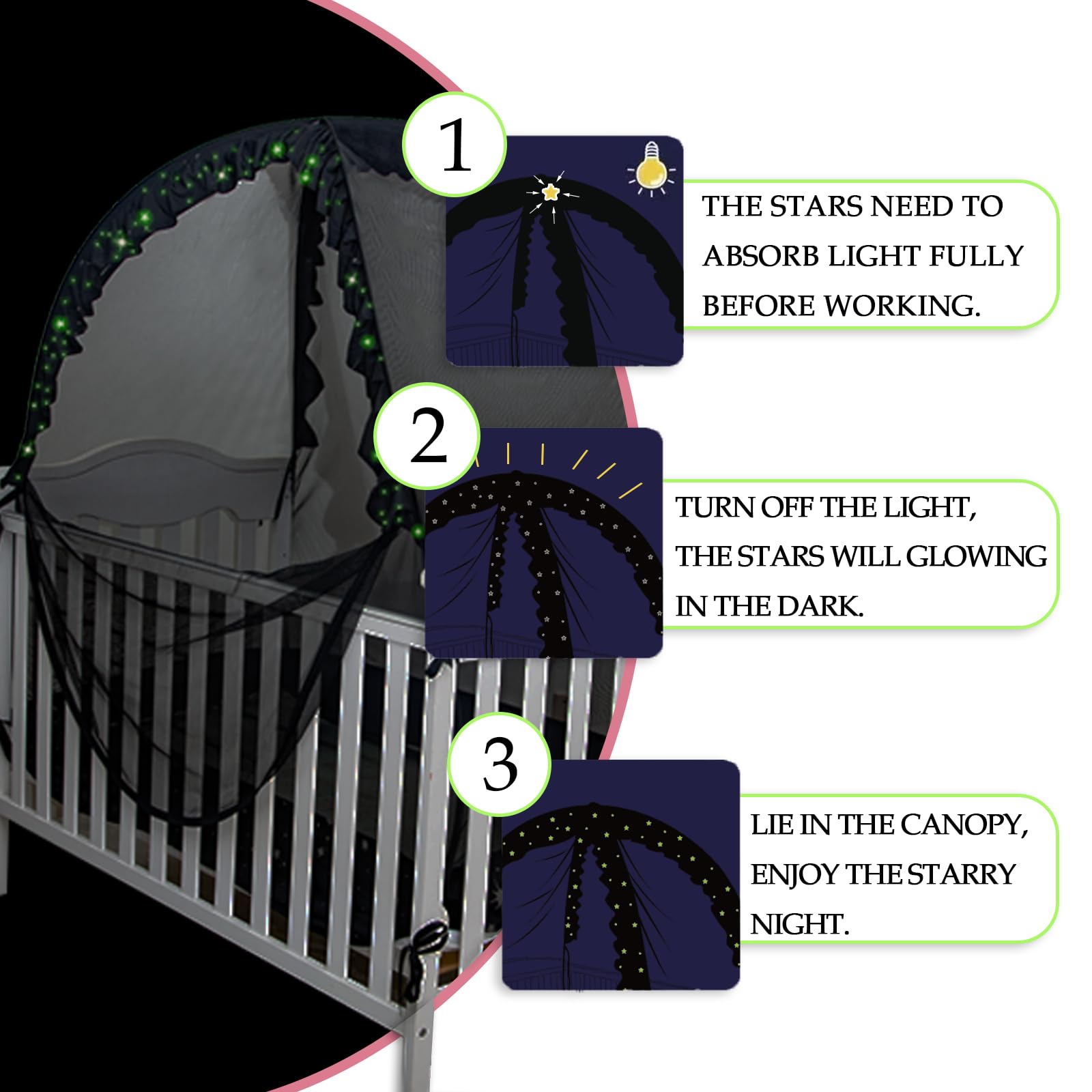 **Daksha Baby Pack N Play Tent with Glowing Stars - Pop Up Crib Tent for Toddler Safety, Breathable Mesh & Mosquito Net for Infant Security | Perfect for Travel, Camping & Indoor Play**