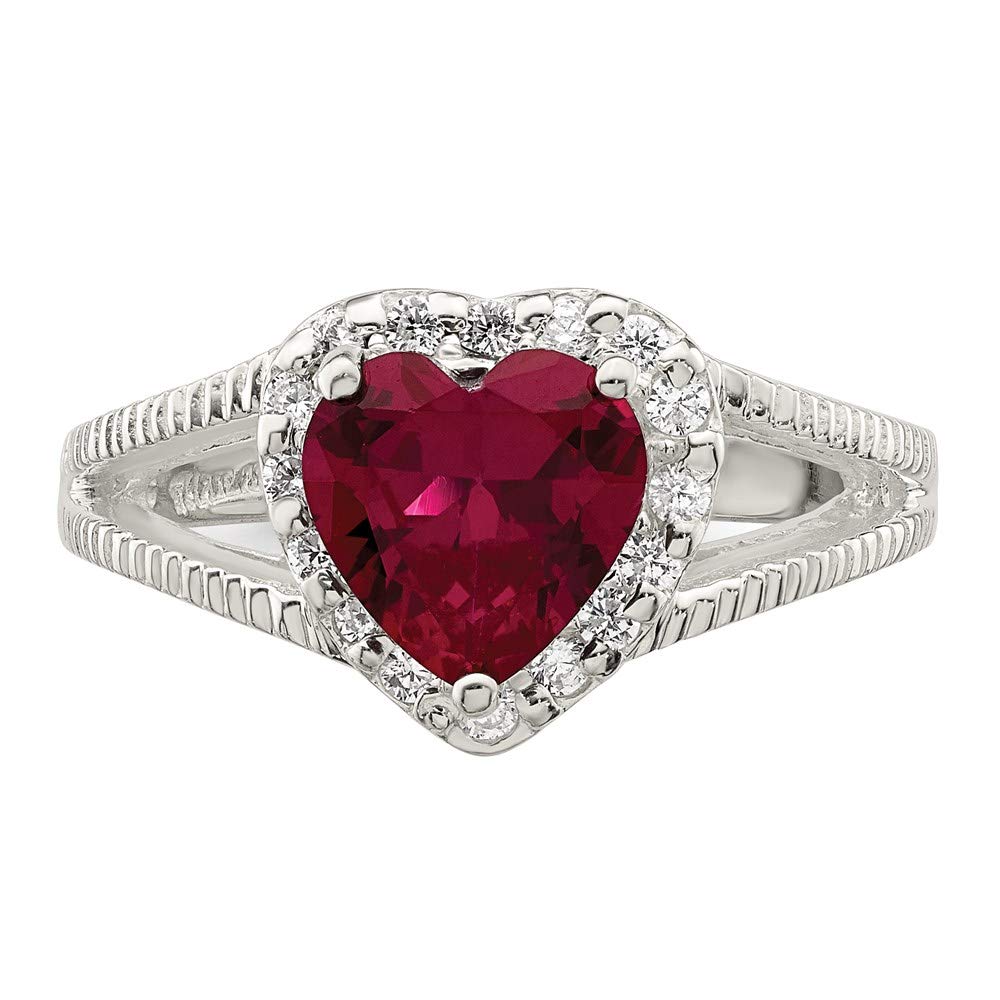 925 Sterling Silver Red Cubic Zirconia Heart Ring for Women - Elegant Valentine's Day, Anniversary & Birthday Gift - Perfect for Romantic Occasions & Special Moments