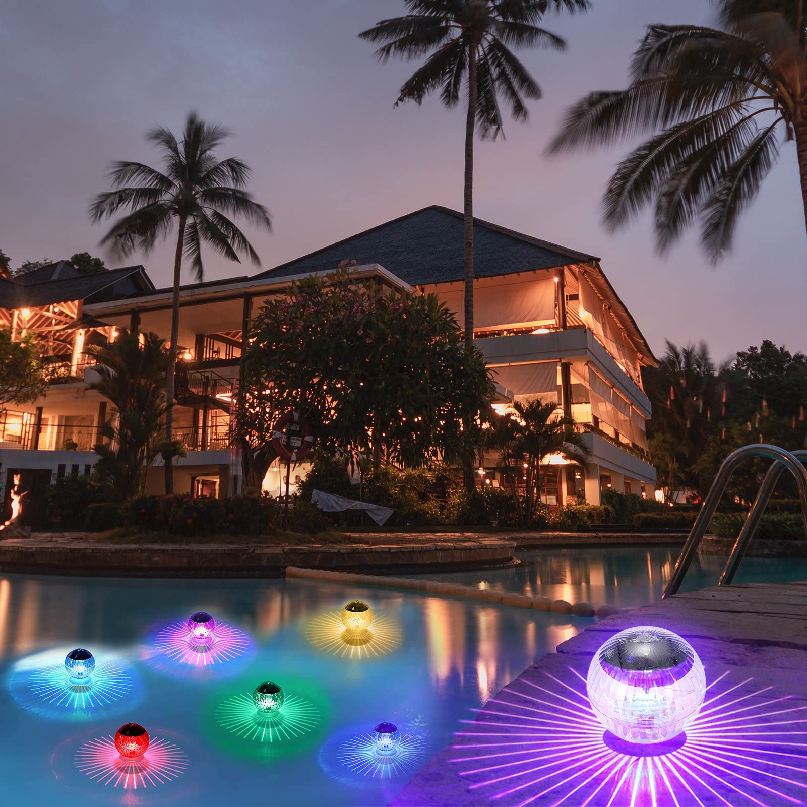 Hondony 20 Pack Floating Solar Pool Lights - 7 Color Changing LED Solar Lights for Swimming Pools, Waterproof Outdoor Solar Lights for Garden, Beach, Patio | Perfect for Night Pool Parties, Backyard Decor & Summer Evenings