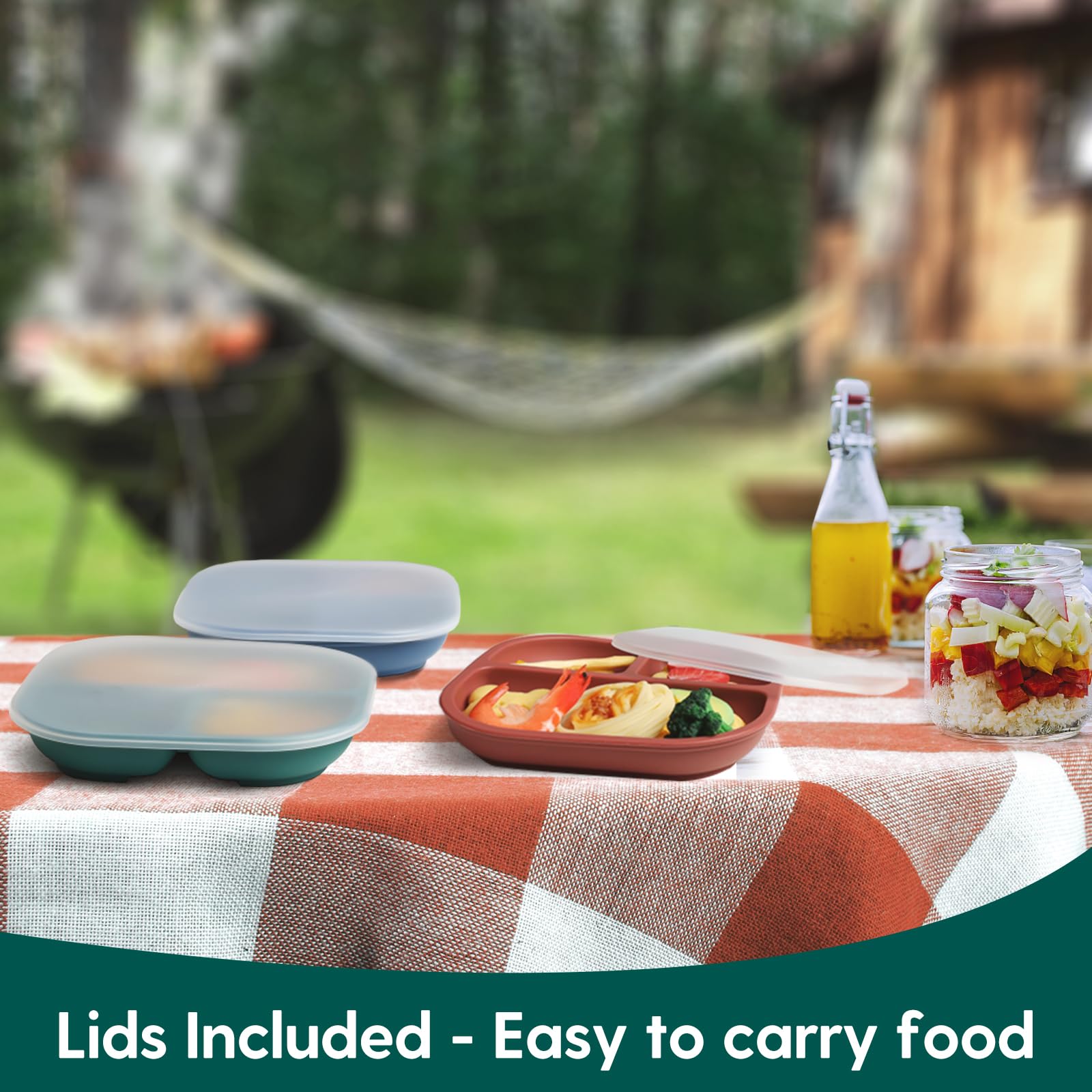 BABELIO 100% Food Grade Silicone Divided Baby Plates with Lids - BPA Free, Microwave & Dishwasher Safe - Strong Suction for Toddlers & Kids - Perfect for Highchair, Travel & Mess-Free Feeding