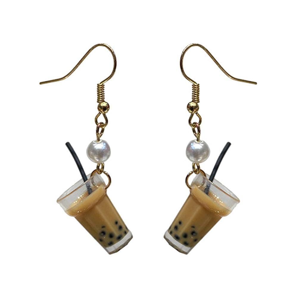 Funny Pearl Milk Tea Dangle Earrings for Women - Cute Drop Earrings Jewelry Gift for Girls, Party & Casual Wear - Perfect for Tea Parties, Birthday Gifts & Everyday Fashion Accessories