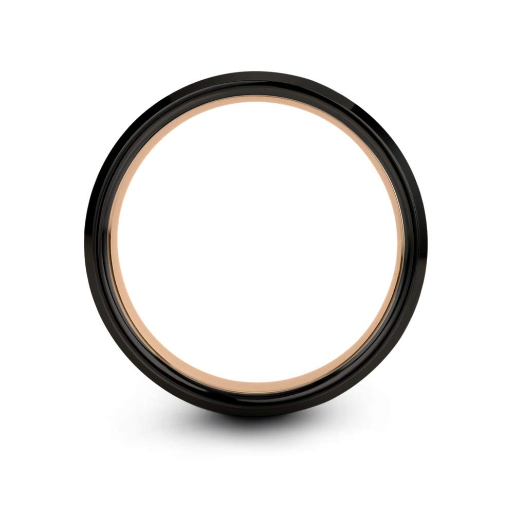 8mm Men's Tungsten Ring - Brushed Grey & 18K Gold Plated Tungsten Carbide Wedding Band with Polished Black Center Line - Step Beveled Edge Comfort Fit for Men - Durable & Hypoallergenic Jewelry - Perfect for Weddings, Anniversaries & Everyday Wear - Available in Rose Gold or Yellow Gold