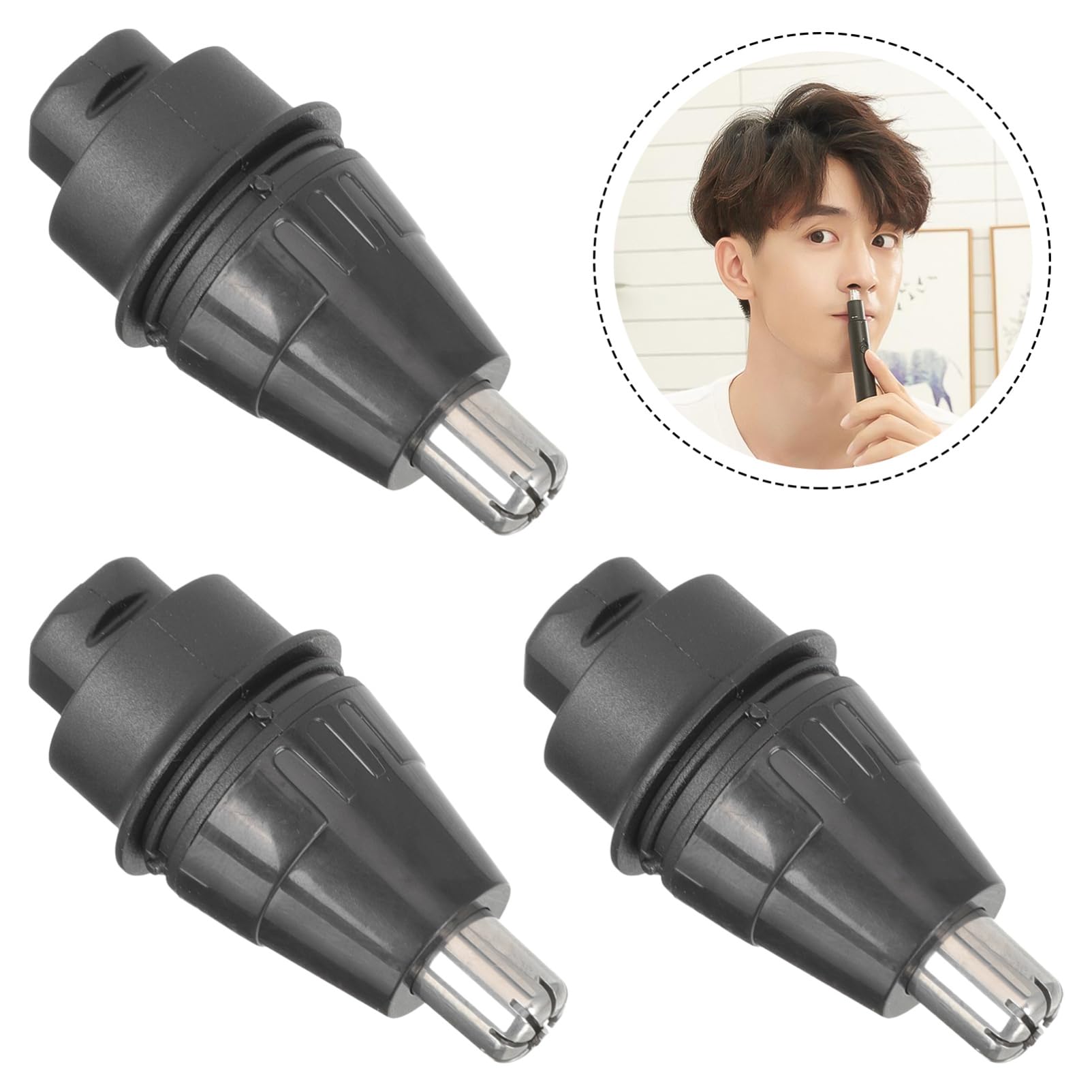 9 Pcs Replacement Heads for Men's Electric Nose Hair Trimmer & Body Shaver - Black ABS Blades for Smooth Facial & Body Grooming - Perfect for Travel, Home & Gym Use