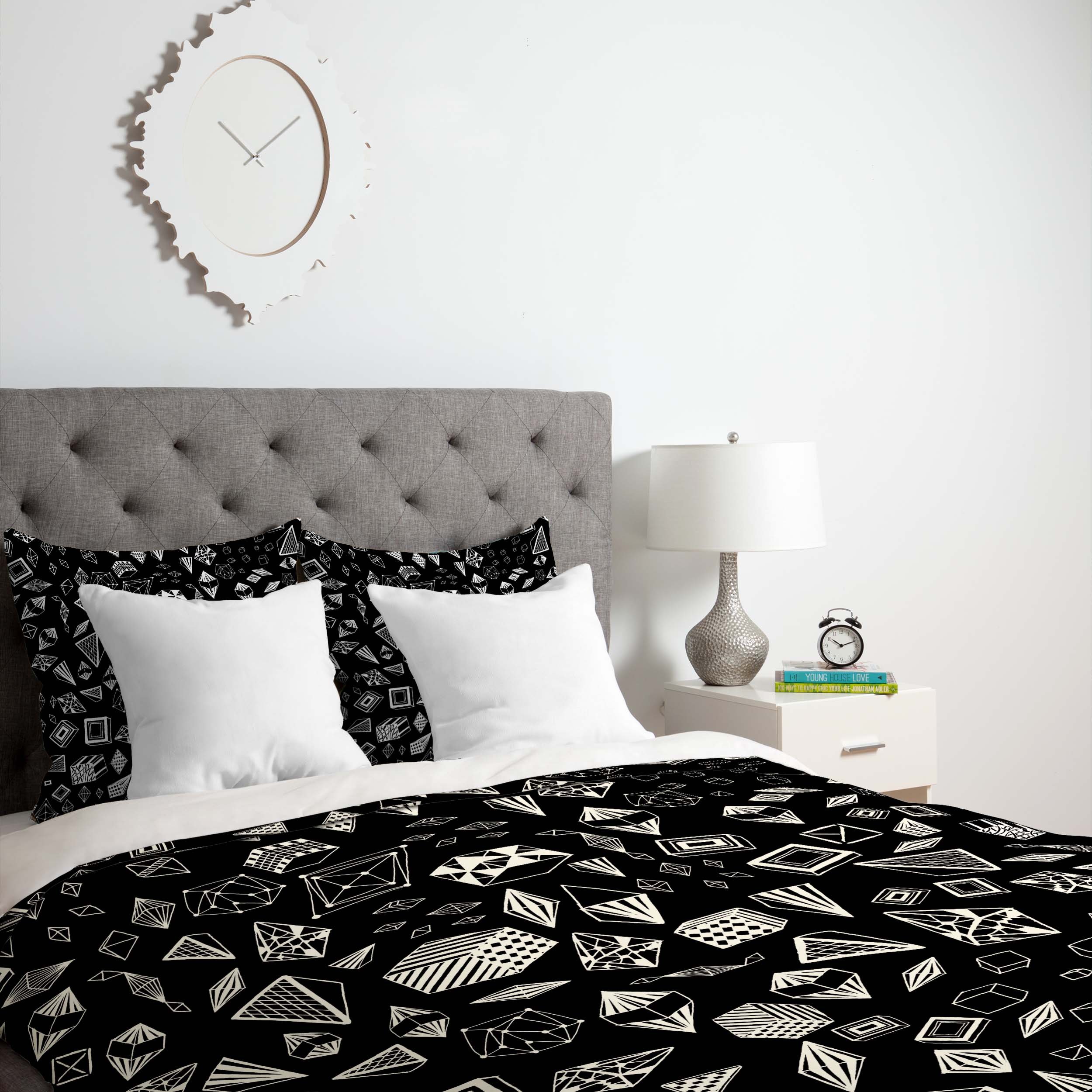 Deny Designs Iveta Abolina Chalk Crystals Duvet Cover Queen Size - Bohemian Chic Bedding Set for Women & Teens, Soft Microfiber Cover with Zipper Closure - Perfect for Master Bedroom, Guest Room & Dorm Decor