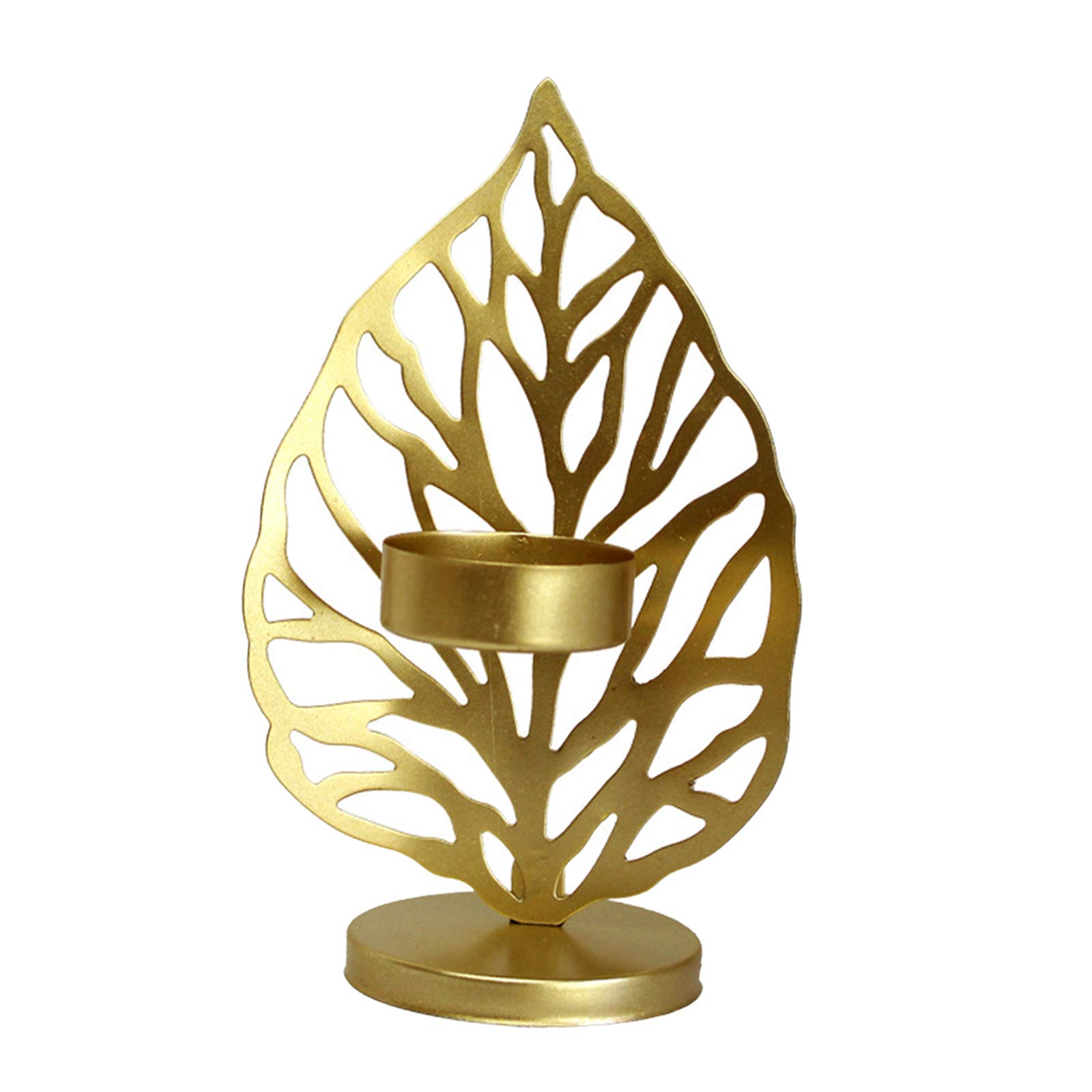 Vintage Wrought Iron Leaf Candle Holders - Gold Decorative Tea Light Stand for Table Centerpiece, Living Room & Home Decor | Perfect for Wedding, Dinner Party & Romantic Ambiance Lighting