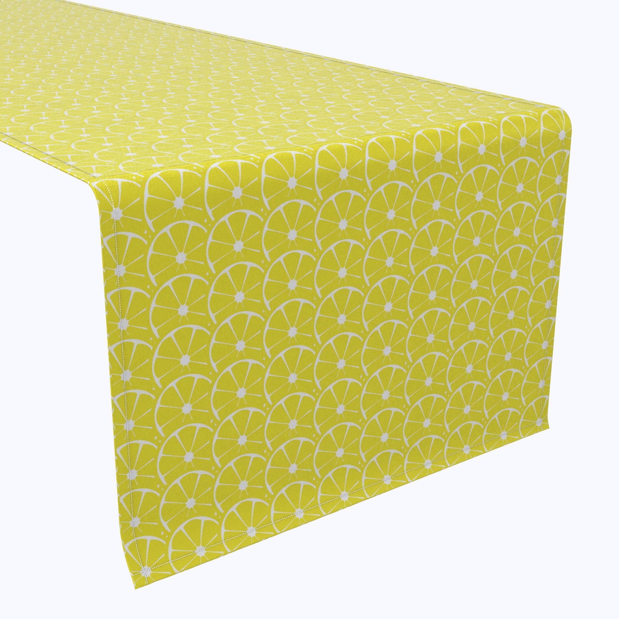 Allover Lemon Slices Table Runner - 100% Cotton Kitchen Dining Table Decor for Spring Summer Parties, Picnics & Farmhouse Decor