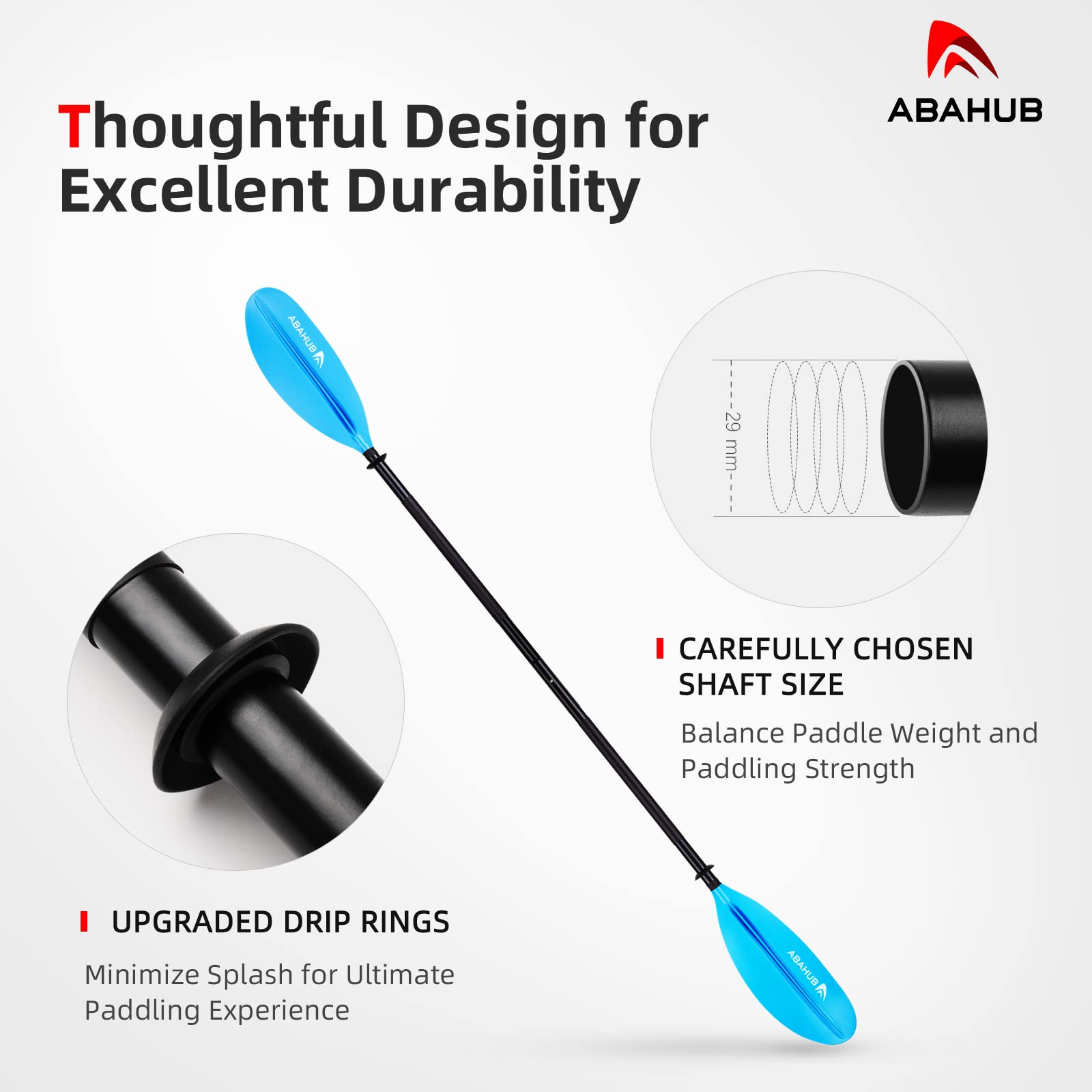 **Abahub 90.5-Inch Lightweight Kayak Paddle - Aluminum Alloy Shaft with Durable Plastic Blades (Black/Blue/Green/Orange/Yellow) - Includes Free Paddle Leash - Perfect for Kayaking, Canoeing & Boating Adventures**