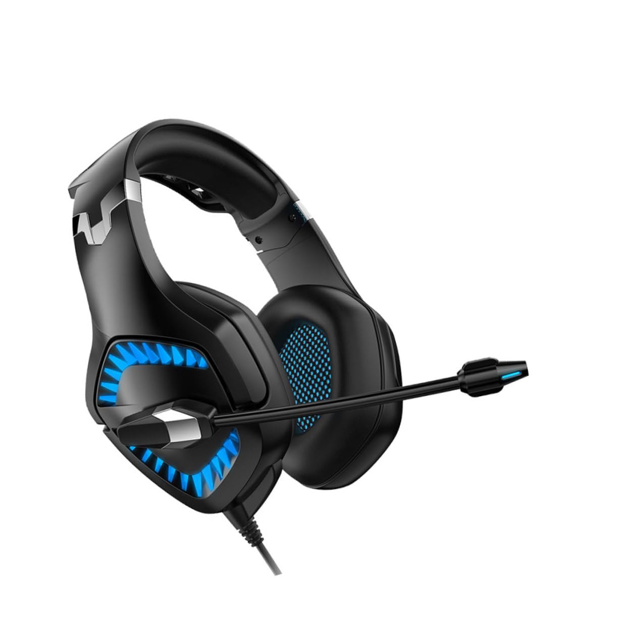 Jojofuny 2-Piece LED Gaming Headphones with Noise Isolating Mic - Soft Ear Cushions for PC, Laptop, Mobile (Black/Blue) - Perfect for Esports, Streaming & Late-Night Gaming Sessions
