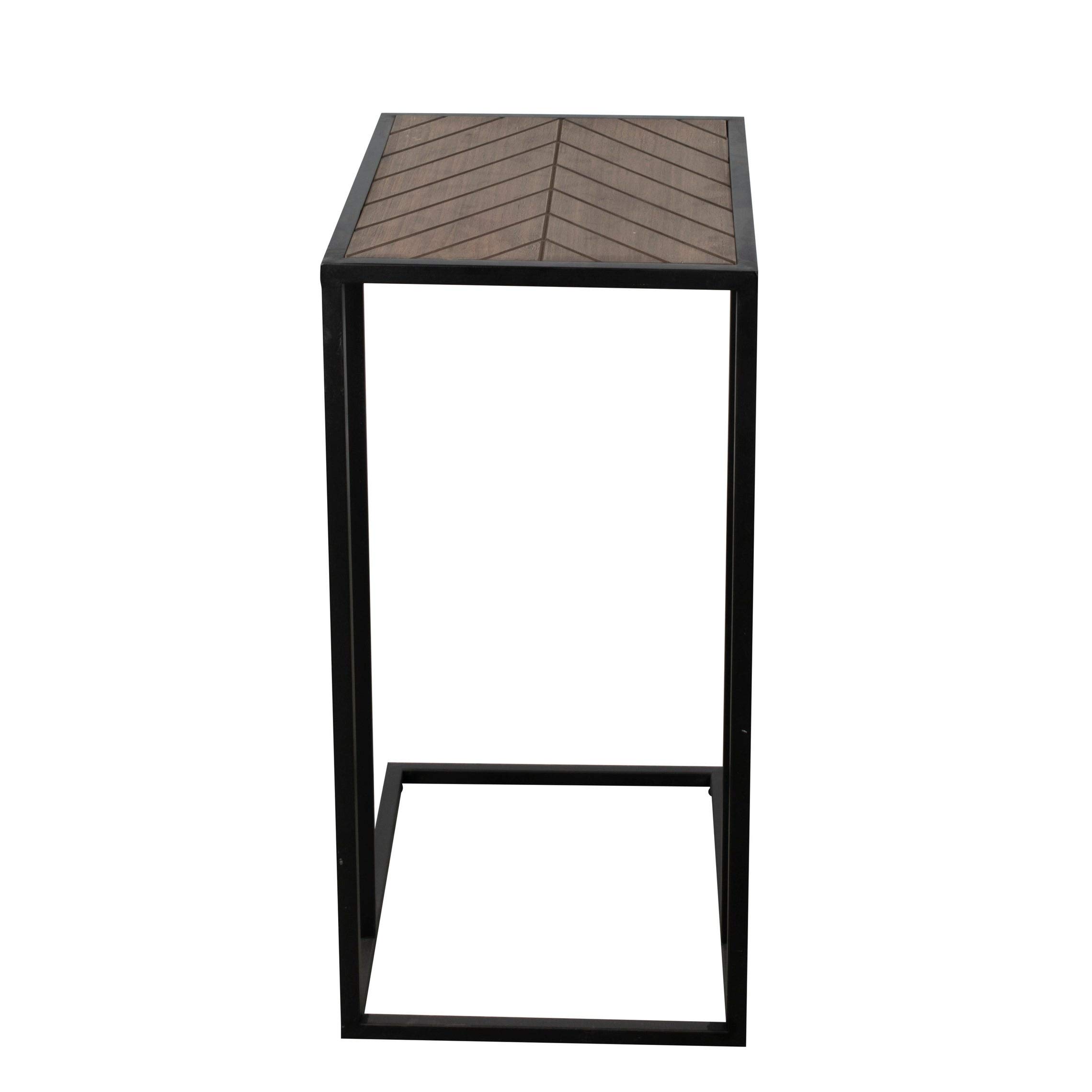 Black Rectangle C Table with Inlay Top - Set of 2 Modern Side Tables for Living Room, Bedroom or Office - Perfect for Coffee, Books & Decor