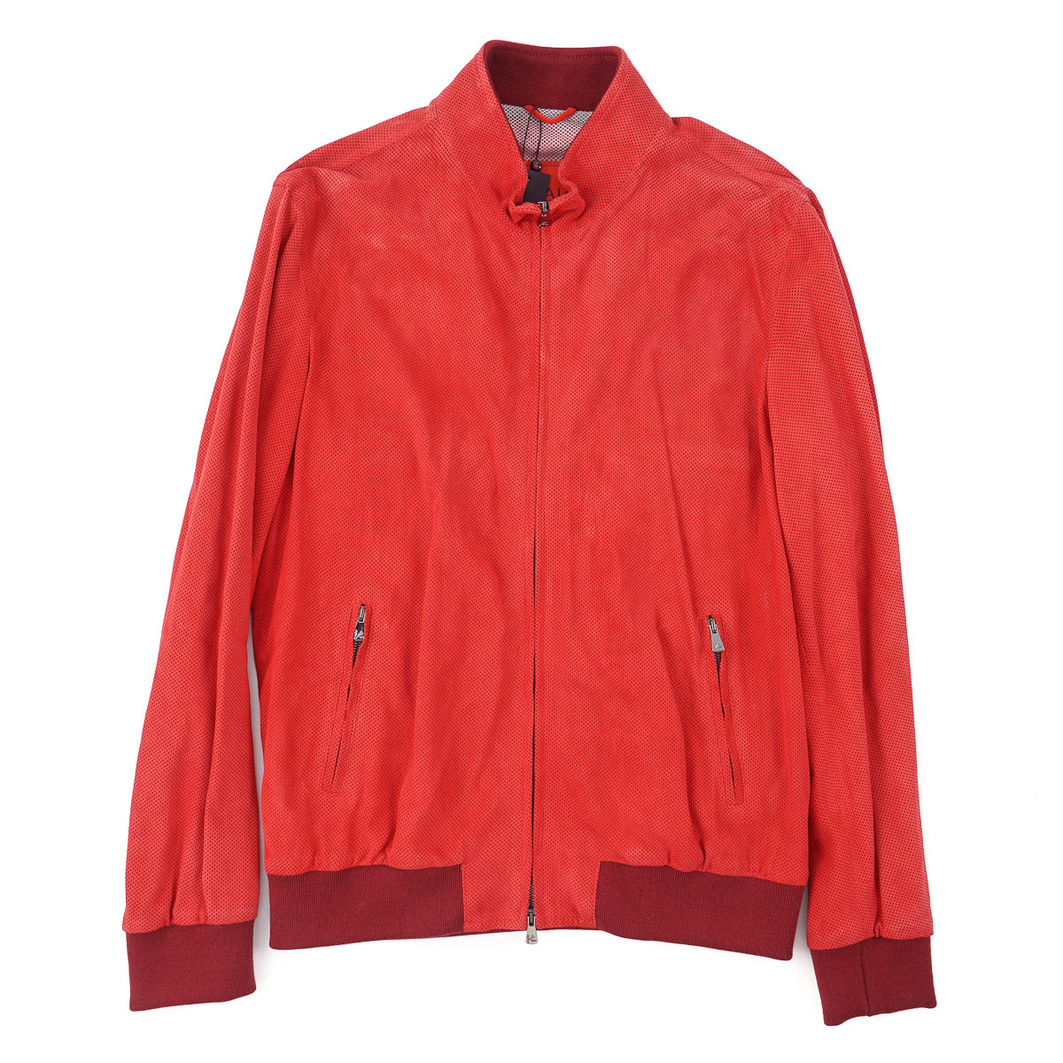 Isaia Perforated Lambskin Suede Jacket for Men - Premium Italian Leather Motorcycle Jacket for Casual & Night Out Wear