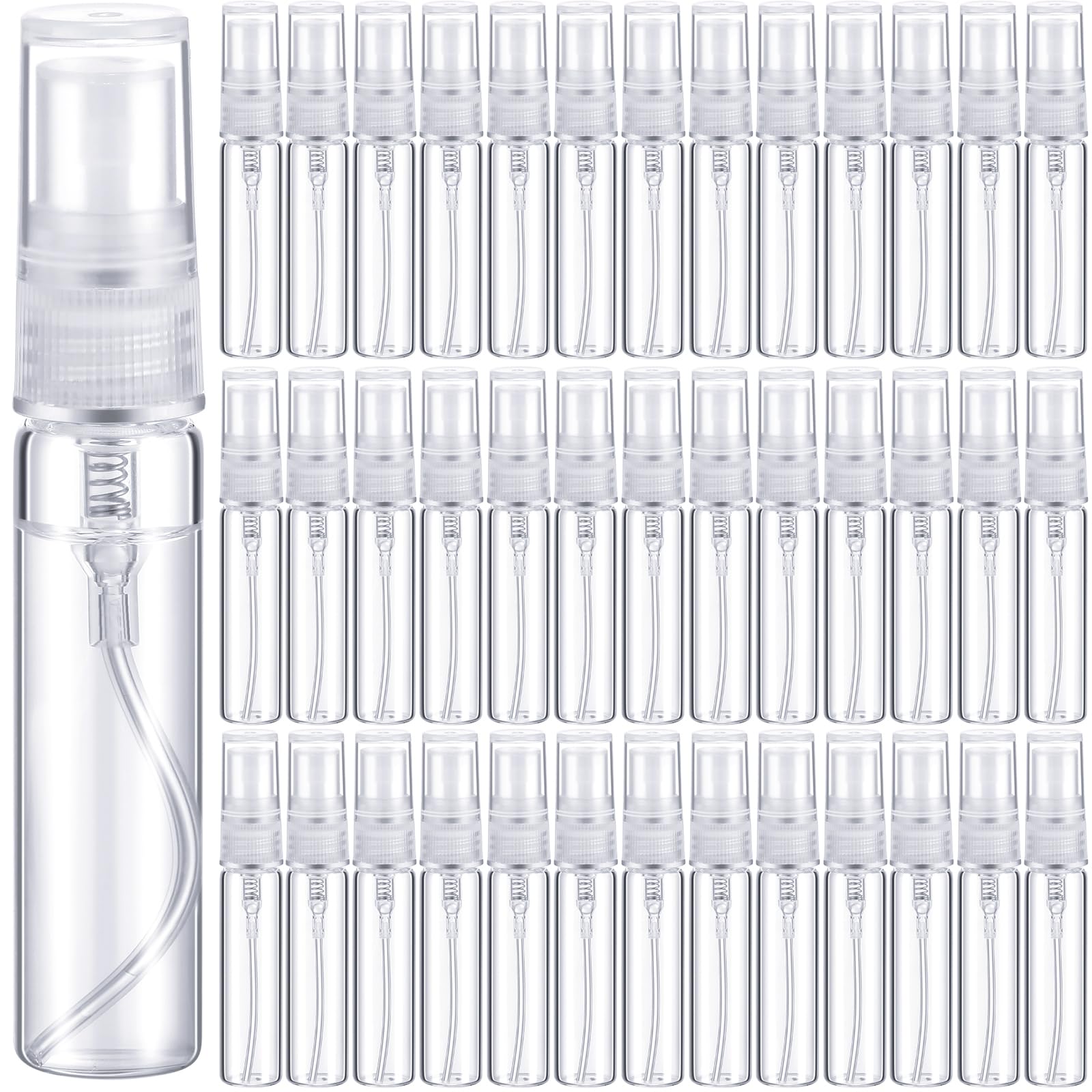 Tanlade 300 Pcs 5ml Mini Refillable Glass Perfume Bottles - Clear Travel Spray Atomizer for Fragrance, Essential Oils & Scent Samples - Perfect for DIY Perfume Making, Travel Toiletries & Gift Packaging