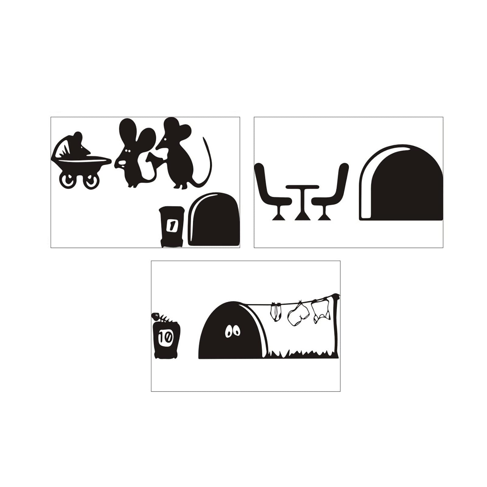 Trendy Mouse Hole Wall Stickers - Cartoon Cute Mice Decals for Kids Room, Nursery, Living Room & Bedroom Decor - No Cats Design - Perfect Gift for Women & Children - Self-Adhesive Wall Art for Home, Classroom & Playroom Decoration (One Size)