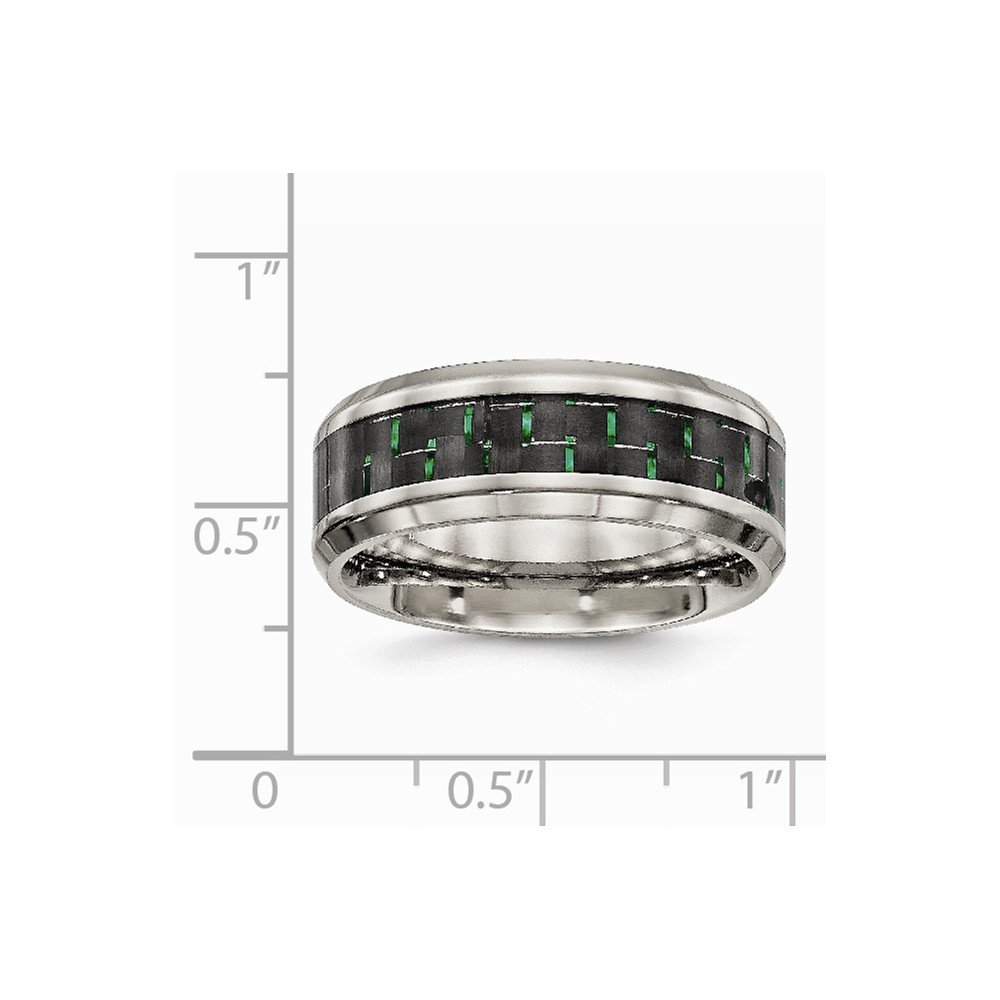 Solid Titanium Men's Black Green Carbon Fiber Wedding Band Ring - Comfort Fit Design for Men - Perfect for Weddings, Anniversaries, Engagements & Everyday Wear