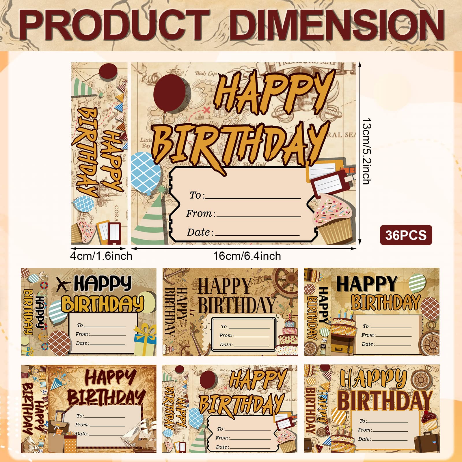 36 Pcs Happy Birthday Bookmarks & Certificates for Kids - Classroom Student Awards, Cupcake Themed Party Supplies (Travel Map Design) - Perfect for School Celebrations, Birthday Parties & Teacher Gifts