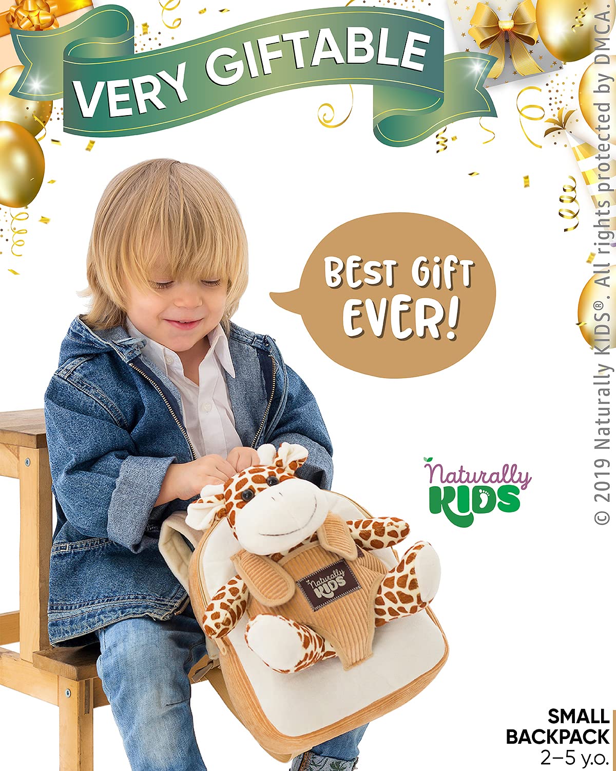 Giraffe Backpack for Kids 3-5 Years Old | Soft Stuffed Animal Toy & Cute Toddler Gift for Boys & Girls | Perfect for School, Travel & Playtime