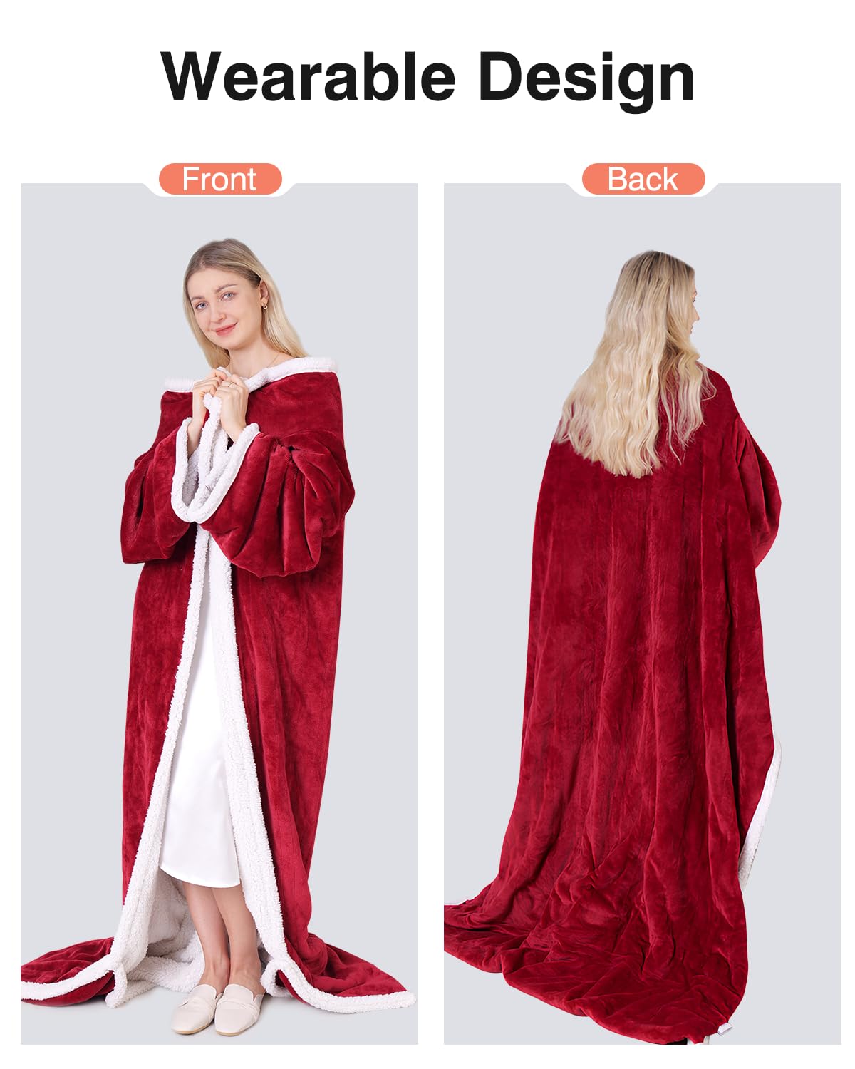 Wearable Heated Blanket with Sleeves - Electric Heating Blanket for Women & Men - Perfect for Cold Weather, Office, Travel & Home Use