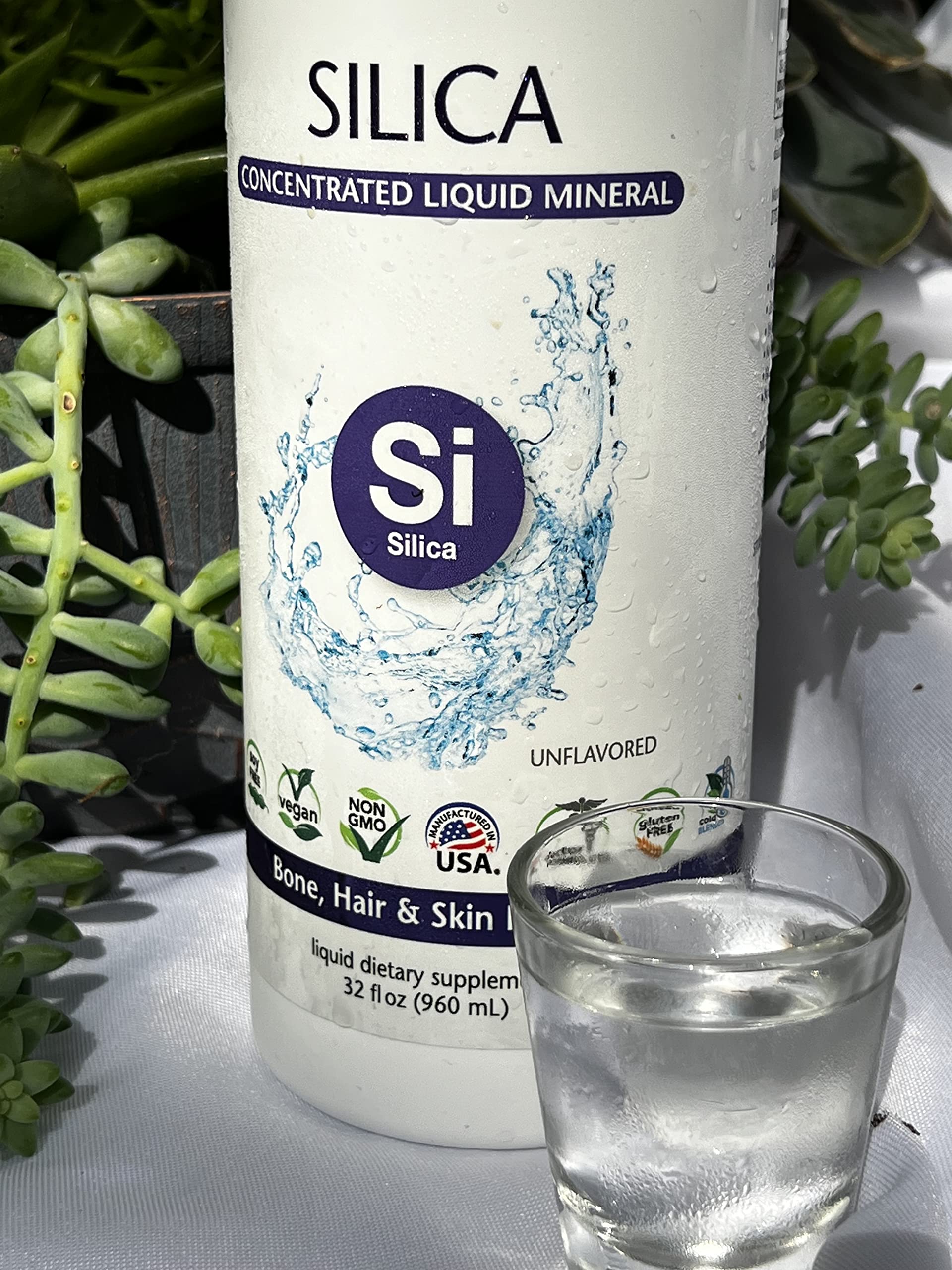 Eniva Health Liquid Ionic Silica Supplement - 2mg per Serving | Supports Collagen & Elastin Production for Joint, Bone, Skin, Hair & Nail Health | Keto & Gluten Free | 32 Servings | Ideal for Active Lifestyles & Anti-Aging Routines