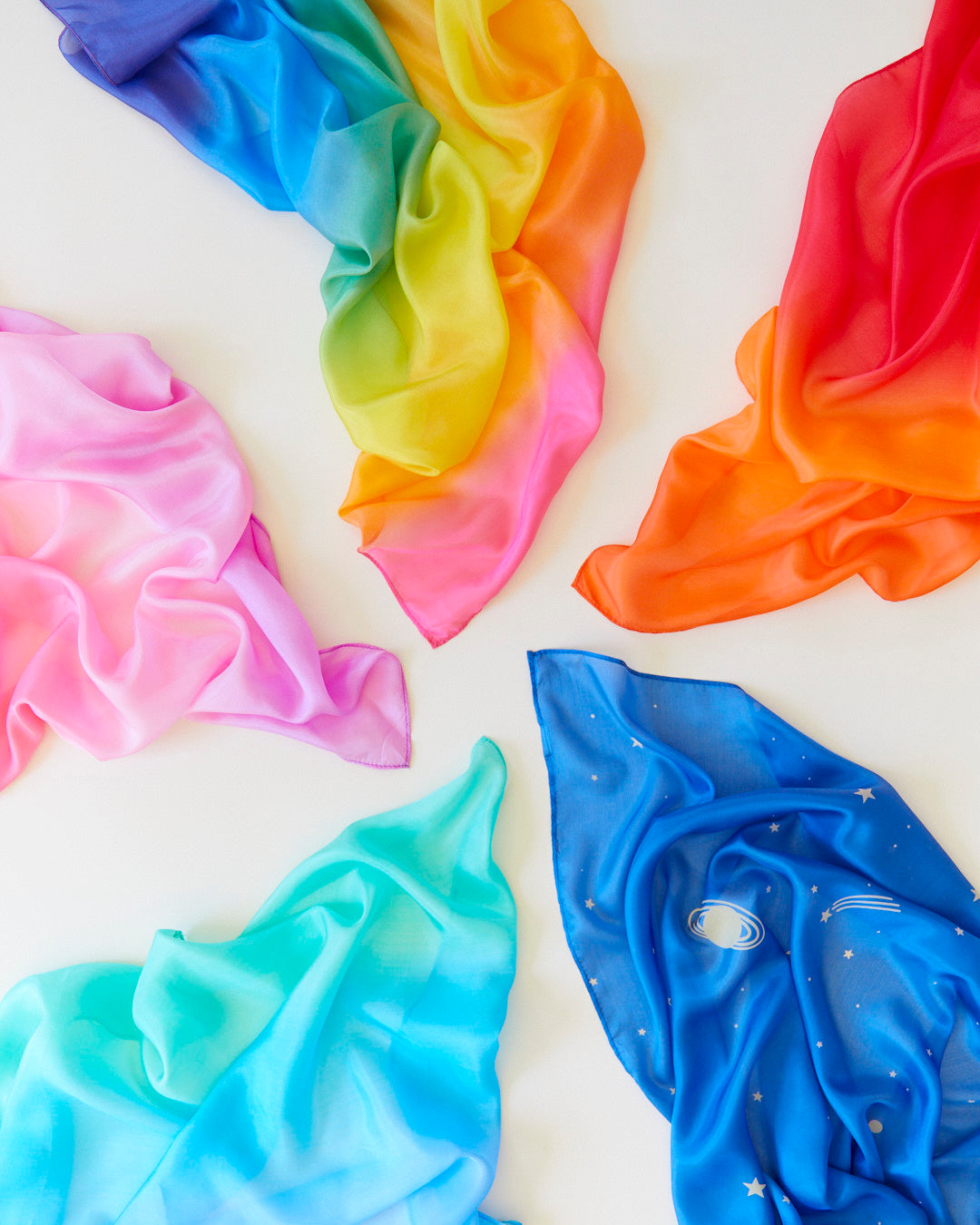 Sarah's Silks Hand Painted Enchanted Playsilk Set - 5 Piece Waldorf Inspired Silk Scarves for Kids Pretend Play, Dress Up & Creative Movement | Perfect for Imaginative Play, Storytelling & Sensory Development