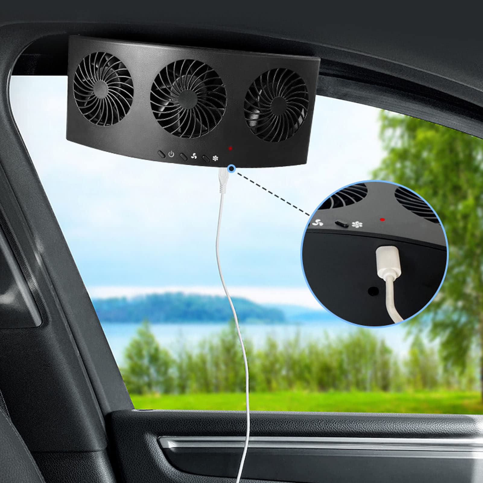 Solar Powered Car Exhaust Fan - USB Car Radiator Fan with 2 Speed Levels & Low Noise | ABS Material Black | Perfect for Electric Vehicle Ventilation & Air Circulation | Ideal for Road Trips, Parking & Hot Weather Use