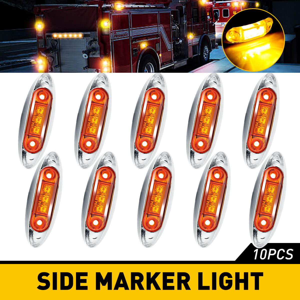 Amber side marker light(10pcs)