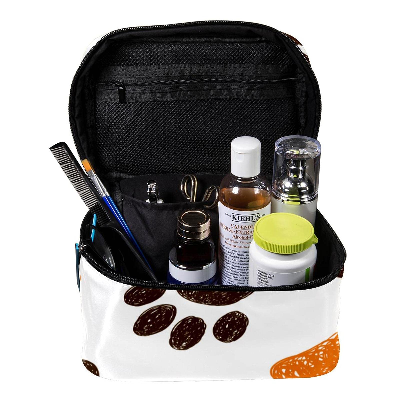 Waterproof Large Travel Makeup Bag with Dog Paws Prints - Cosmetic Organizer Case with Zipper for Women & Girls | Perfect for Vacation, Gym, and Daily Essentials Storage