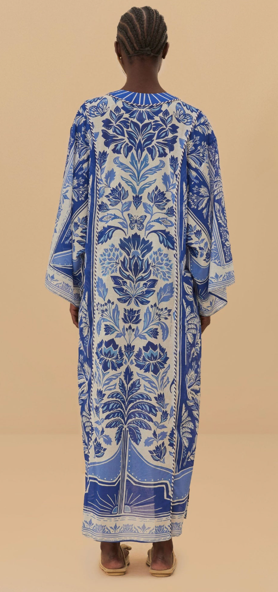 Farm Rio Delicate Tapestry Cover Up - Boho Beach Kimono for Women, Lightweight Summer Shawl & Swimwear Wrap - Perfect for Poolside, Vacation & Music Festivals