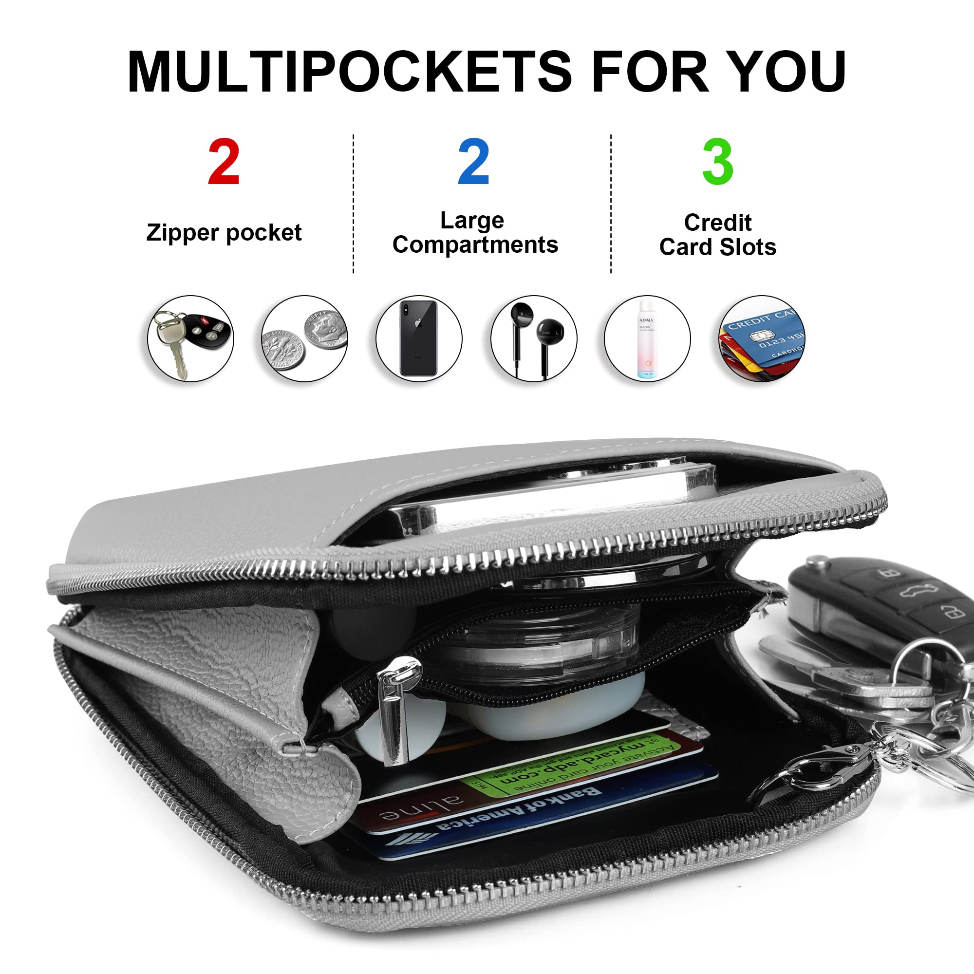 Befen Genuine Leather Crossbody Phone Purse for Women - Small RFID Blocking Wallet Bag with Zipper - Perfect for Travel, Shopping & Everyday Use