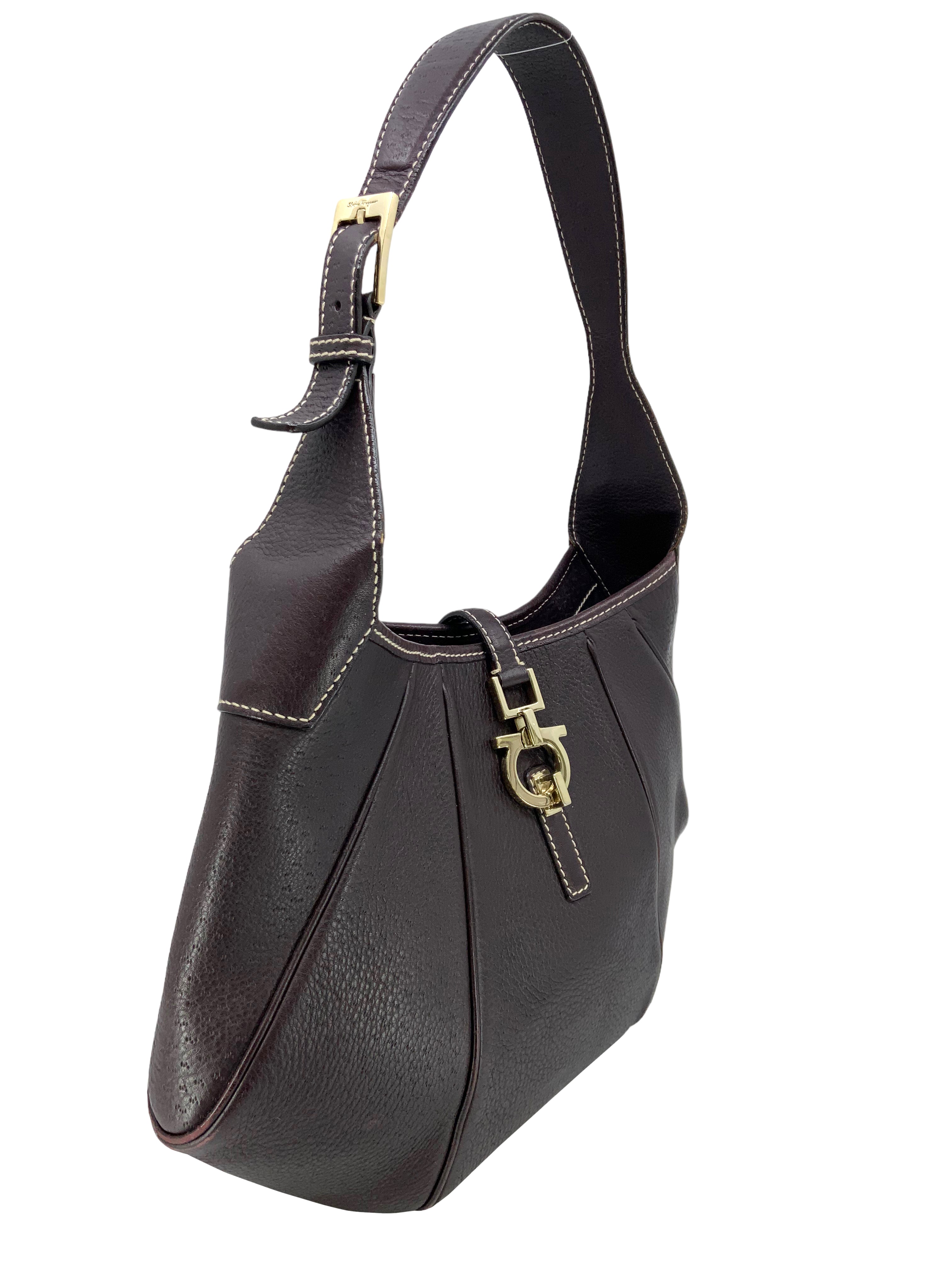 Salvatore Ferragamo Genuine Leather Hobo Handbag for Women - Stylish Shoulder Bag for Work, Travel & Everyday Use