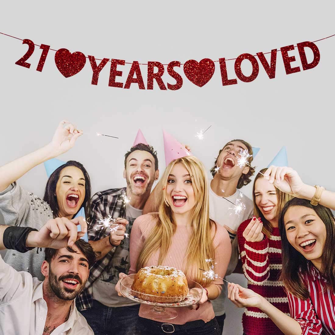 Red Glitter Happy 21st Birthday Banner - Premium Party Decorations for 21st Birthday Celebrations, Milestone Parties & Adult Birthday Supplies