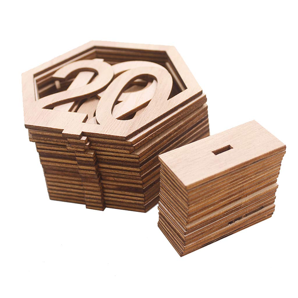 1-20 Wooden Table Number Cards for Weddings & Birthdays - Shatterproof Party Decor with Stands - Perfect for Table Settings, Centerpieces, and Home Decorations
